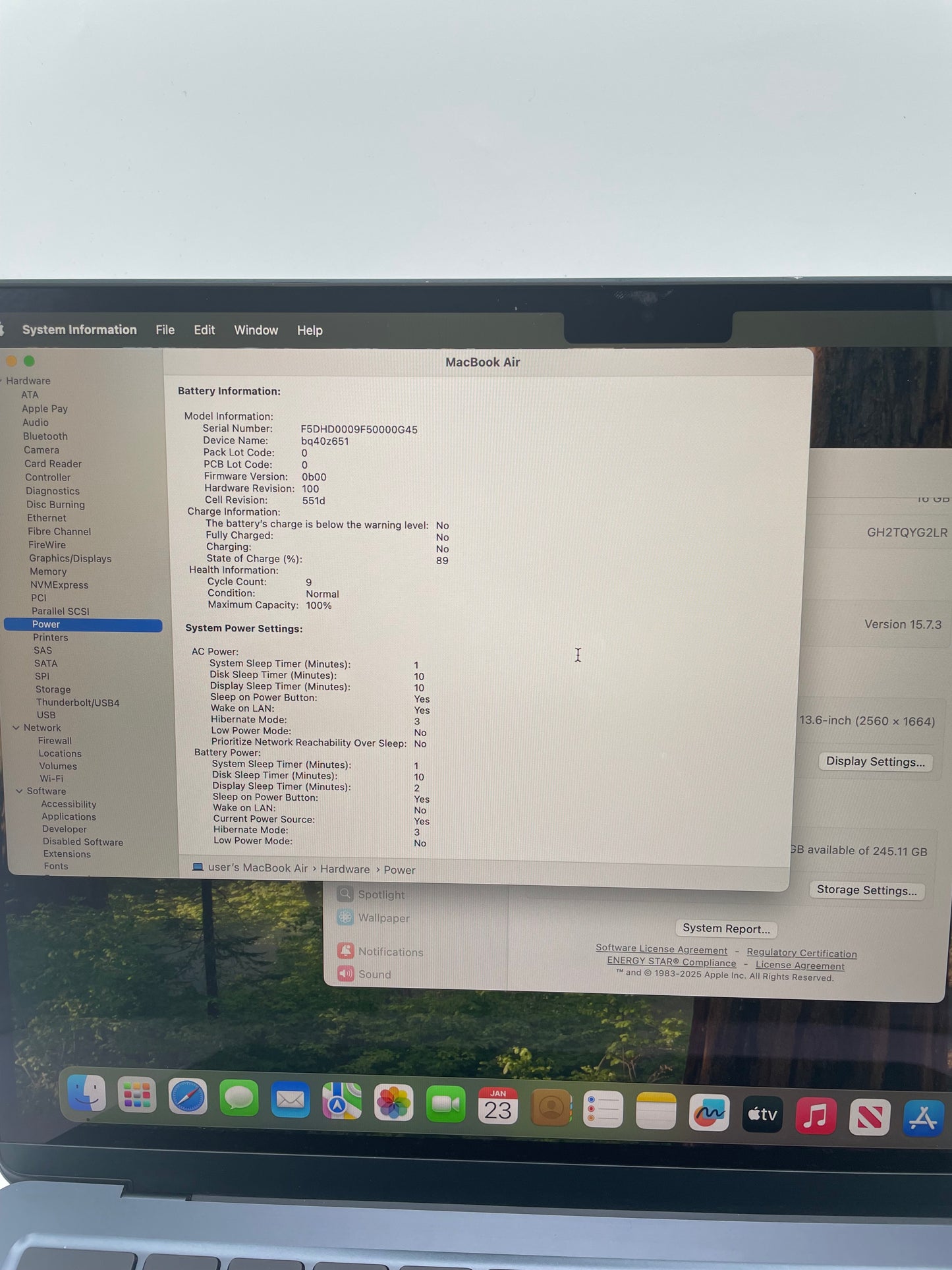 2025 Apple MacBook Air 13" M4 8C GPU 16GB 256GB A3240 Midnight 9 Cycle Count