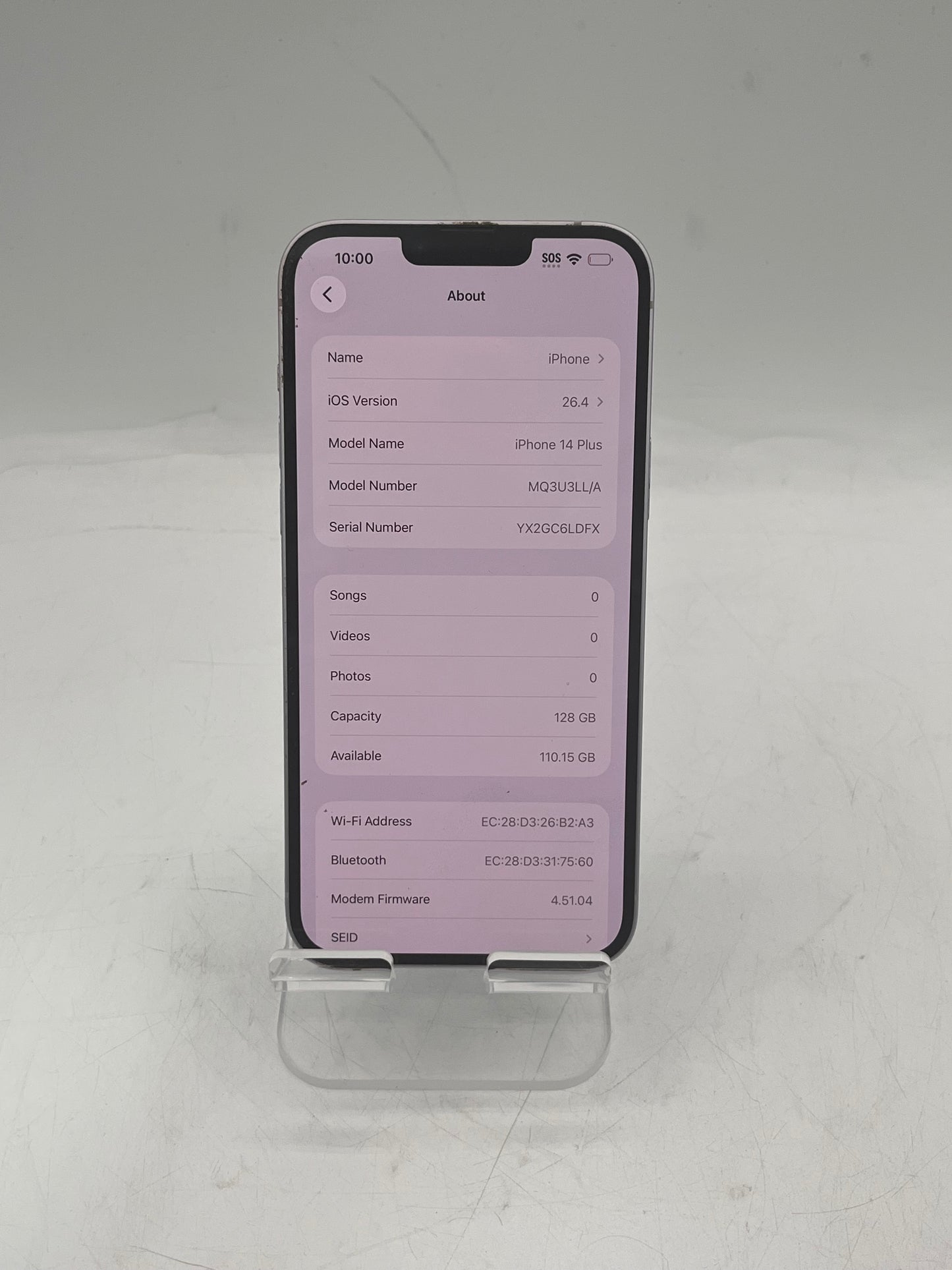 AT&T Apple iPhone 14 Plus MQ3U3LL/A A2632 128GB Purple