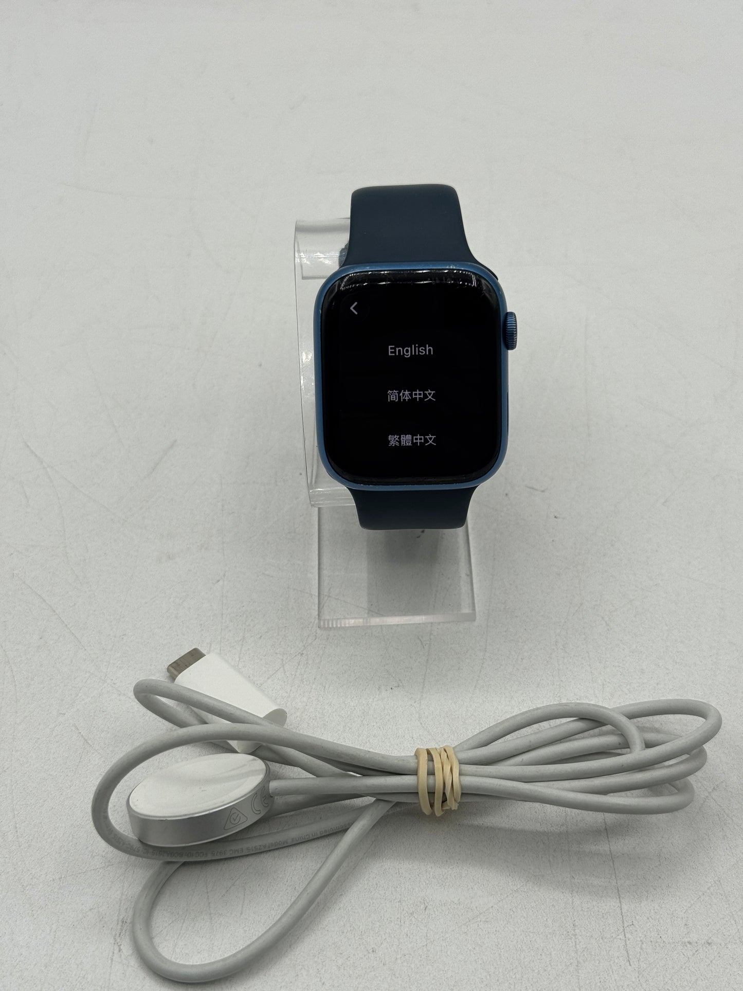 Unlocked Apple Watch Series 7 45MM A2476 Aluminum Blue w/ Charger Free Shipping