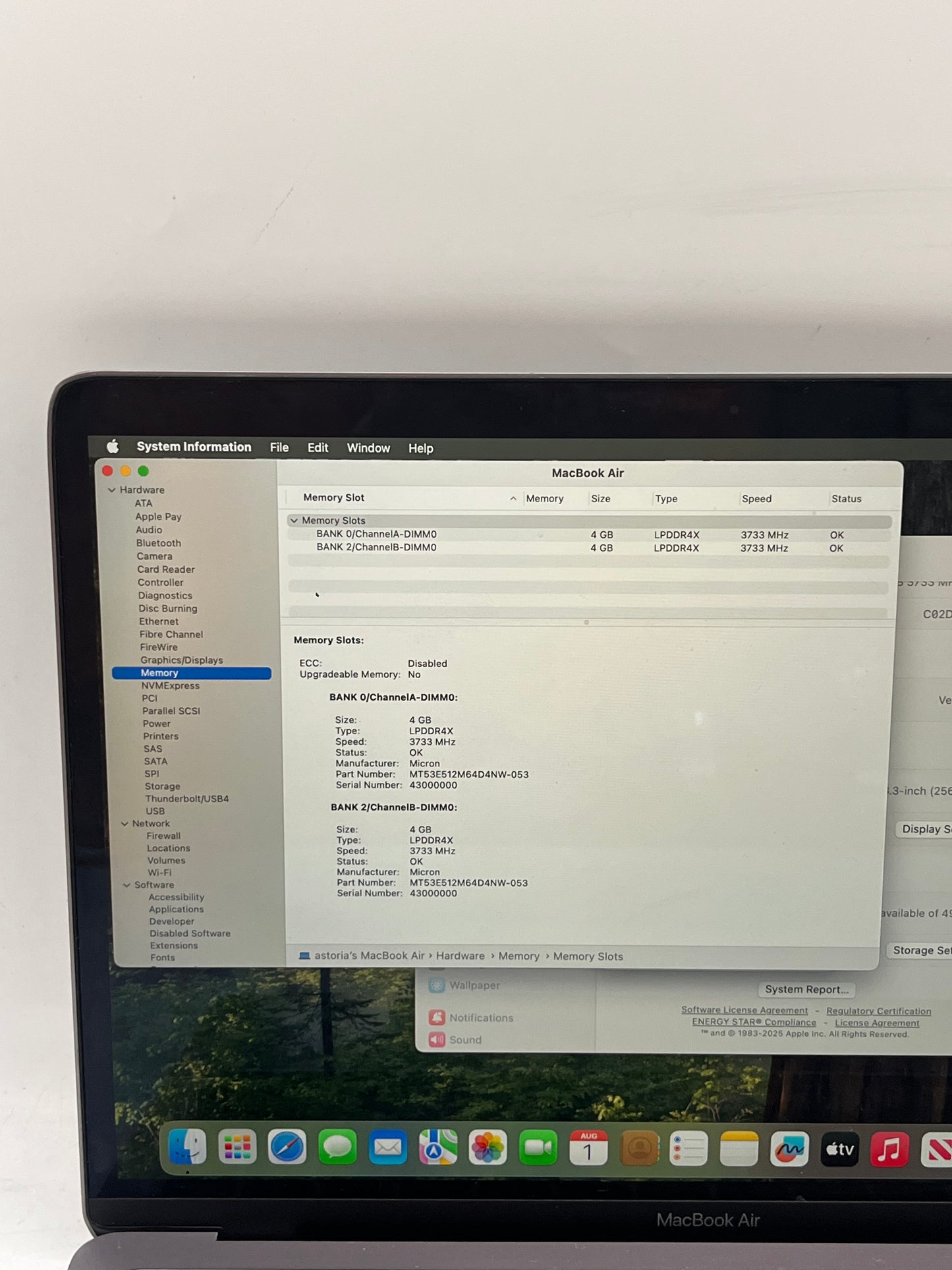 2020 Apple MacBook Air 13" Retina A2179 Core i3 4GB 512GB - Black