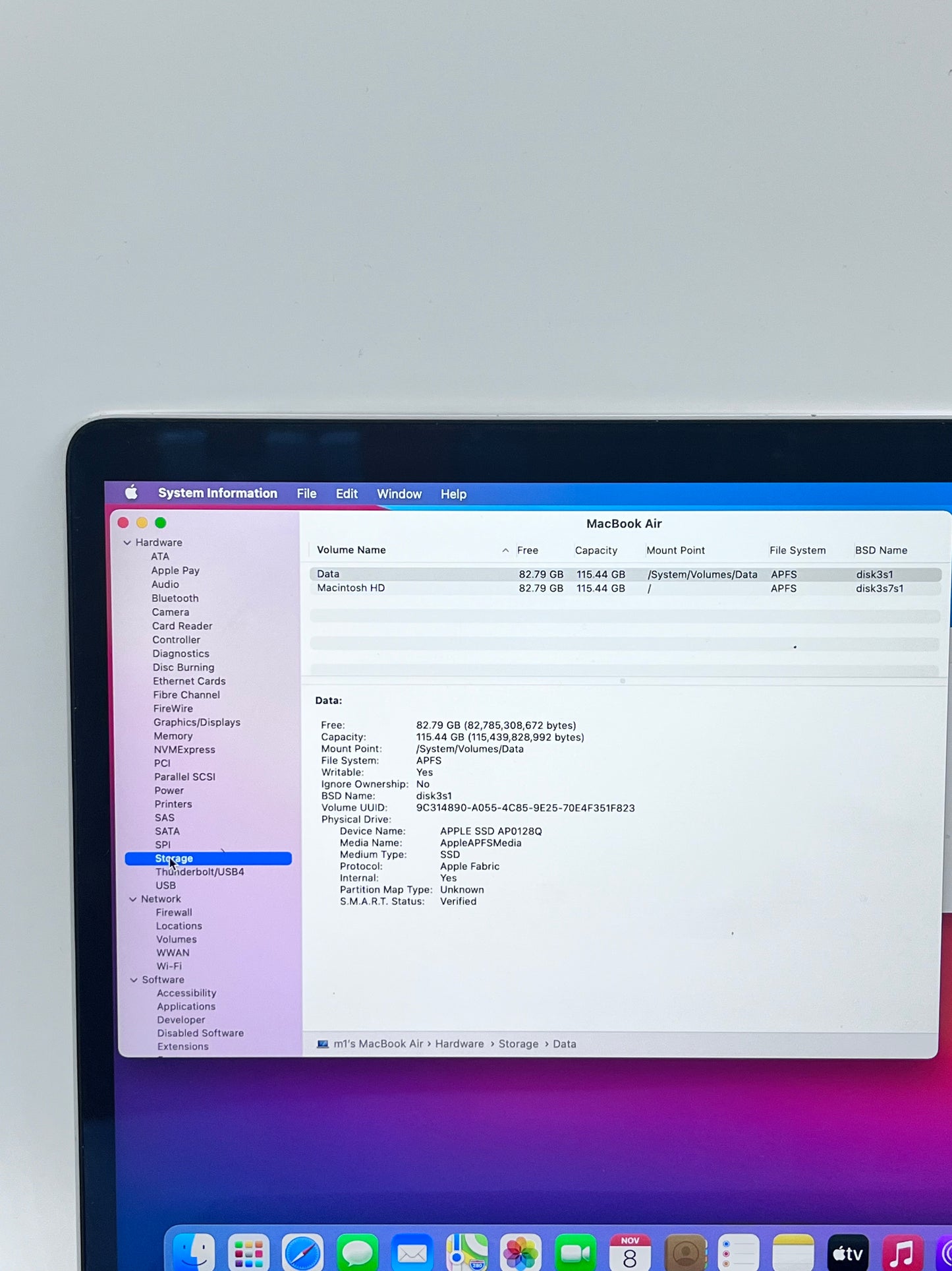 2020 Apple MacBook Air 13.3" M1 7C 8GB 128GB A2337 REMOTELY MANAGED
