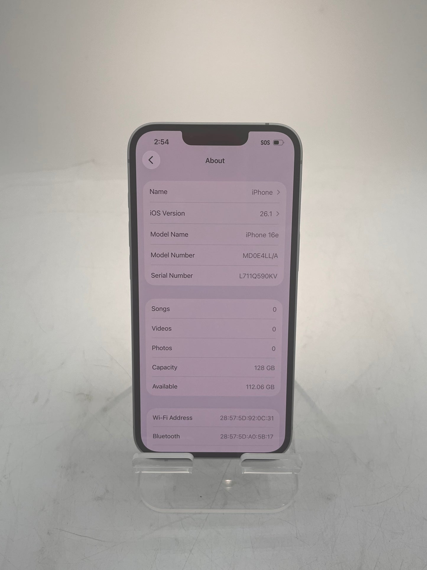 Apple iPhone 16e MD0E4LL/A A3212 128GB White