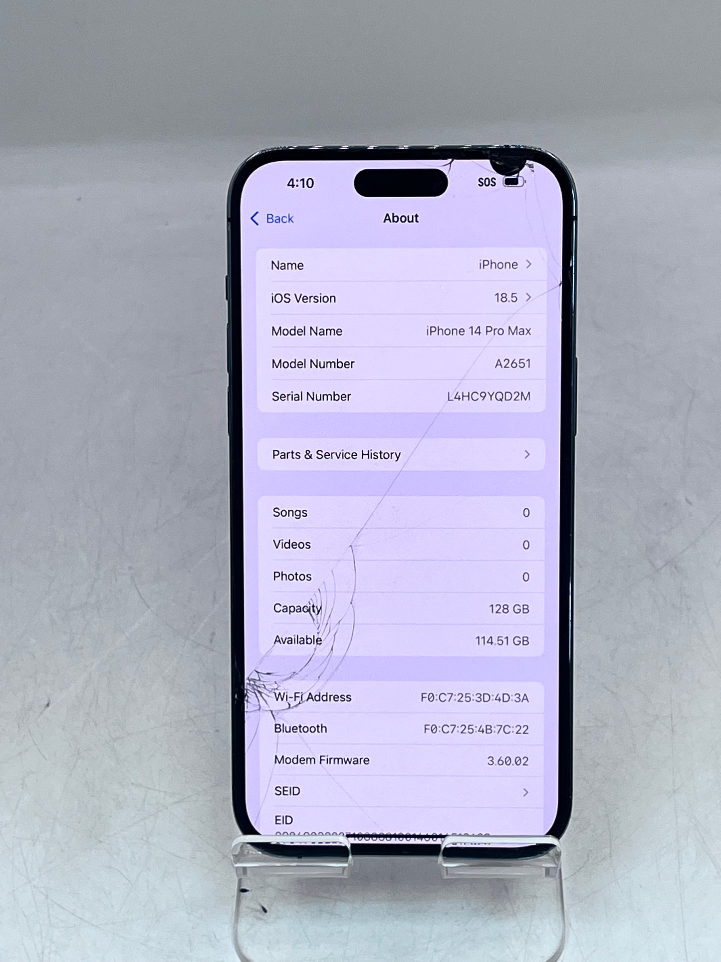 Apple iPhone 14 Pro Max MQ8R3LL/A A2651 128GB - Purple