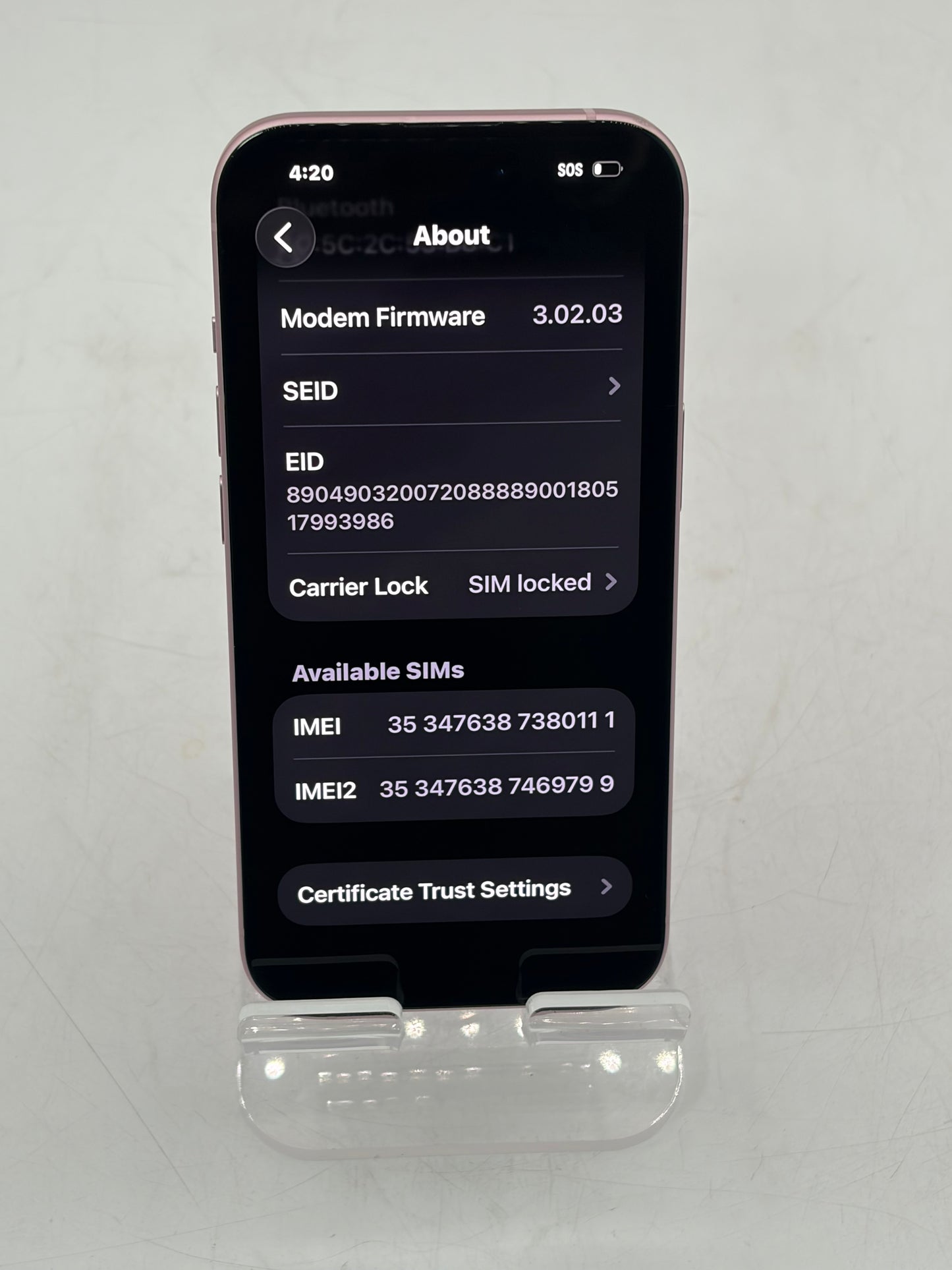 Wi-Fi Only Apple iPhone 15 128GB A2846 MTLW3LL/A Pink 99% Battery Health READ