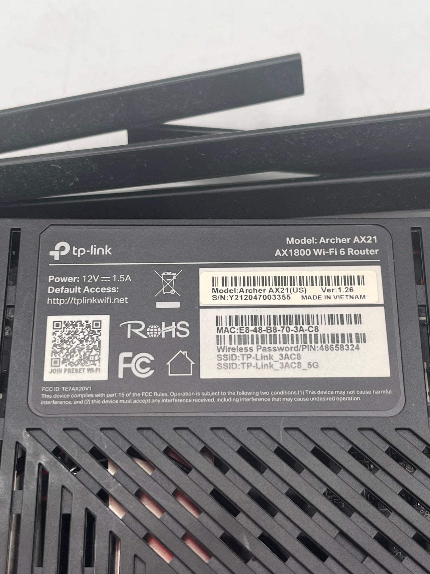 TP-Link AX1800 WiFi 6 Router V4 Archer AX21 Black