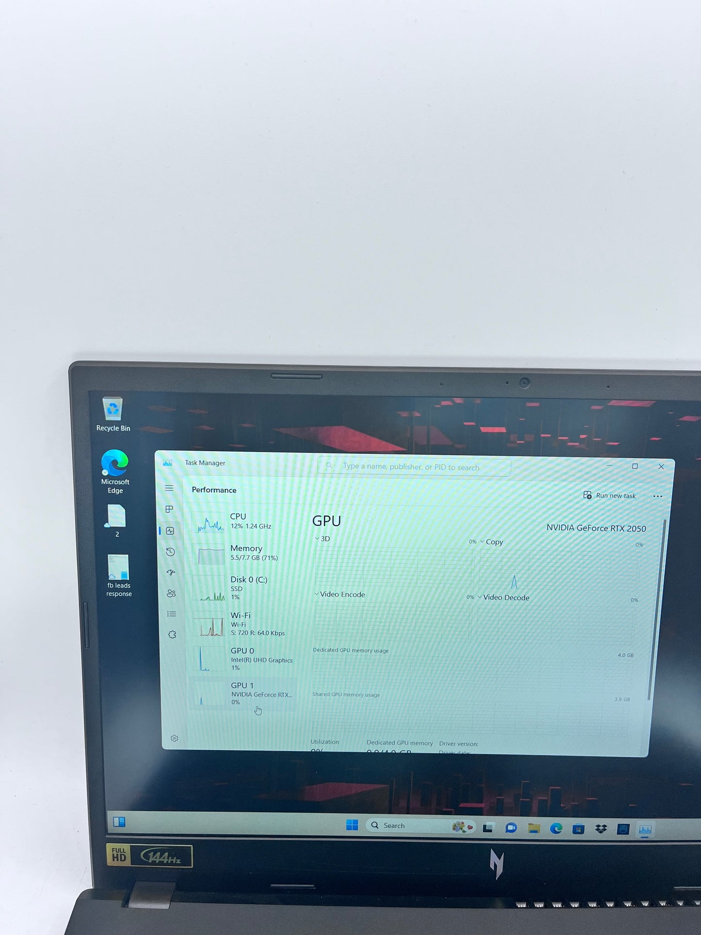 Acer Nitro V 15 Intel i5-13420H 1.4GHz 8GB RAM 512GB SSD GeForce RTX 2050 READ
