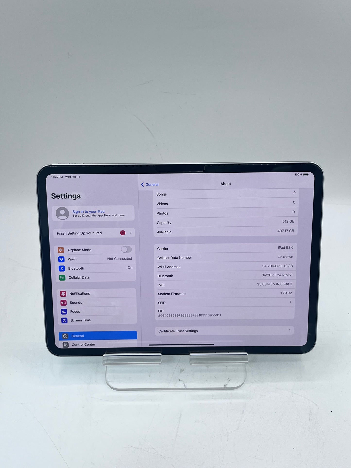 Apple iPad Pro M4 5th Gen 512GB Wi-Fi + Cellular 11" MVW33LL/A 100% BH