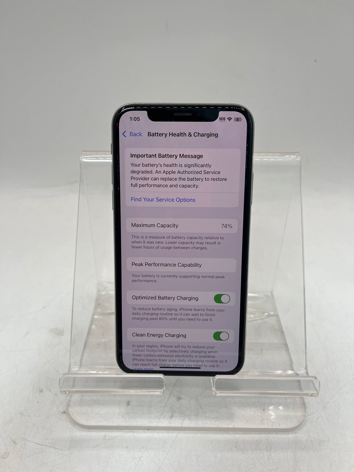 Unlocked Apple iPhone XS NTAH2LL/A A1920  64GB Silver BAD BATT