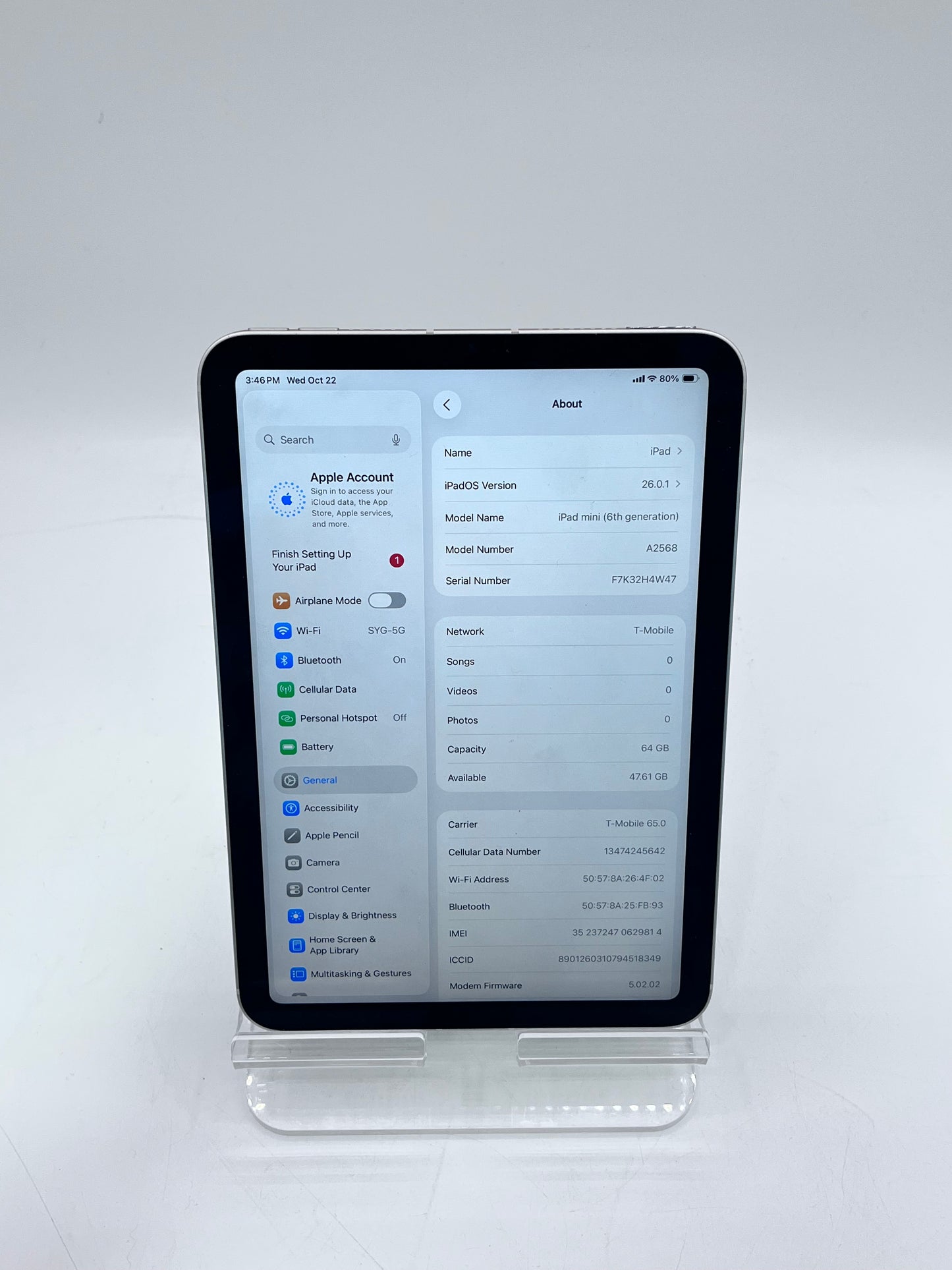 Unlocked Apple iPad Mini (6th Gen) A2568 Wifi +Cellular 7.9" 64GB Starlight