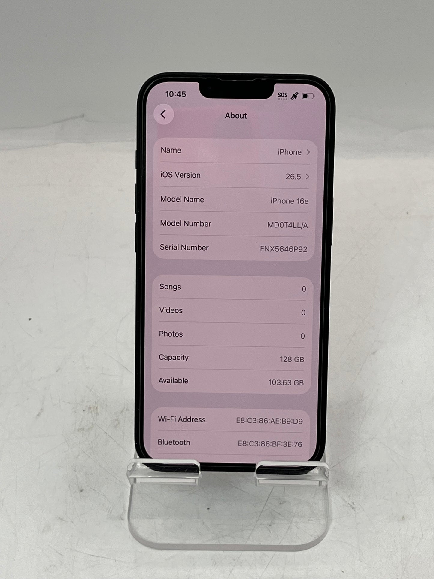 Boost Apple iPhone 16e MD0T4LL/A A3212 128GB Black 100% BATT