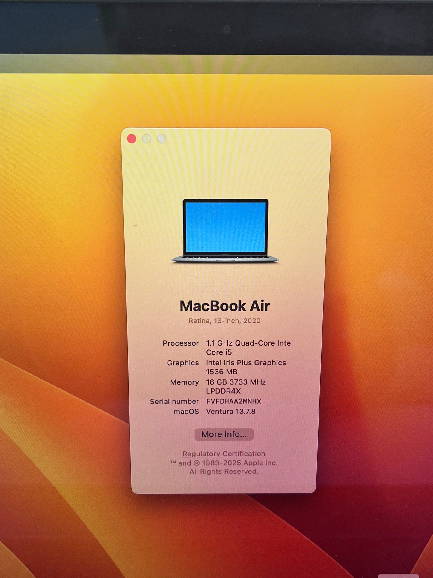 Apple MacBook Air 13" Retina i5 A2179 2020 Space Gray REMOTELY MANAGED BY PASSED READ