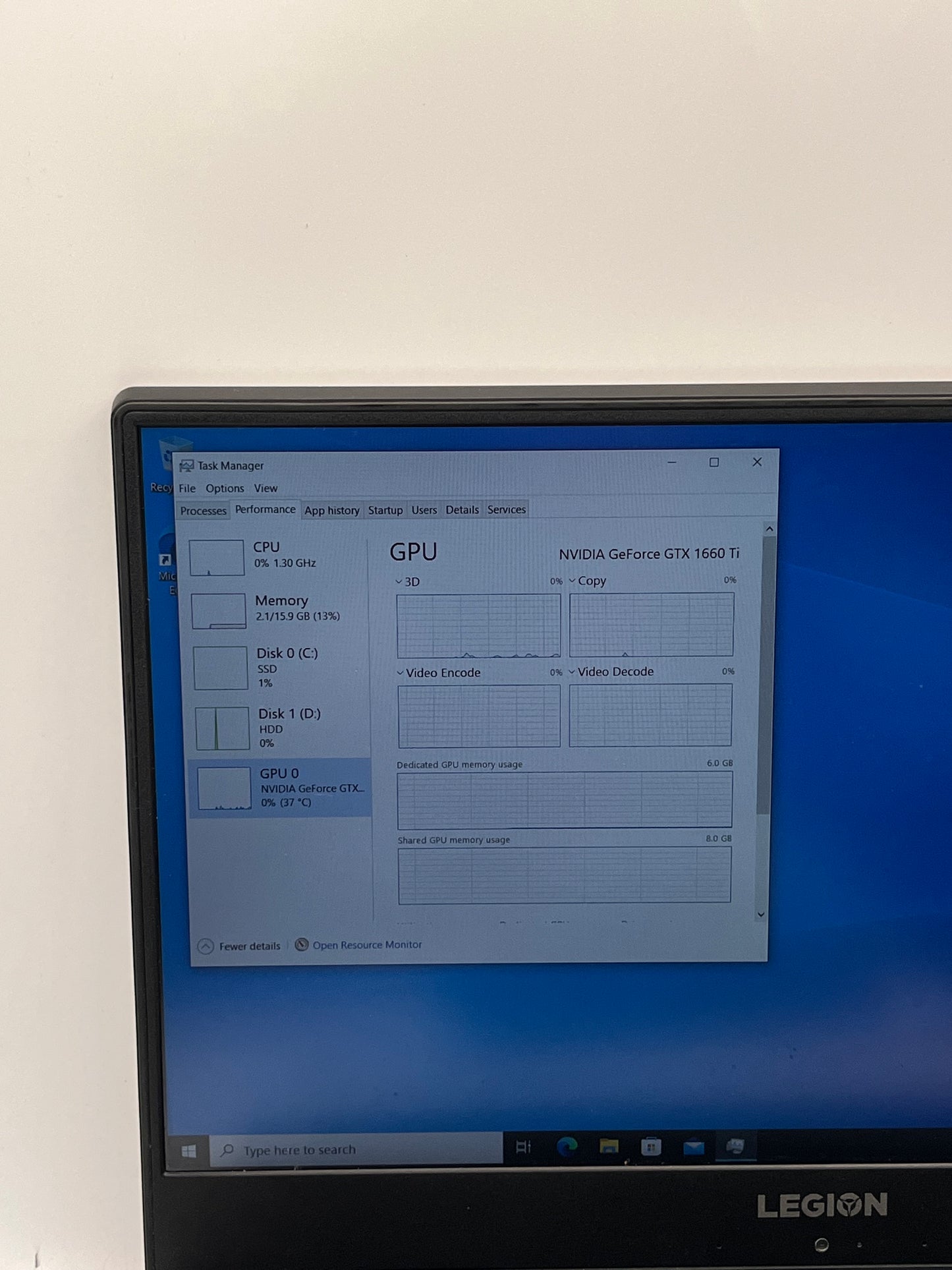 Lenovo Legion Y540-15IRH 15.6" i7 9th Gen 16GB RAM 256BSSD + 1TB HDD GTX 1660 Ti