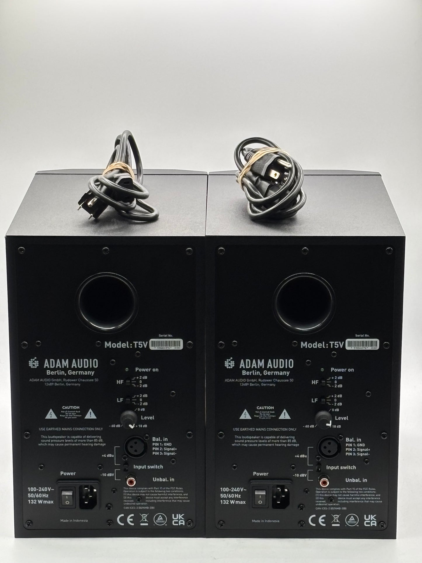 TESTED PAIR ADAM Audio T5V Powered Studio Monitors Black with Power Supply