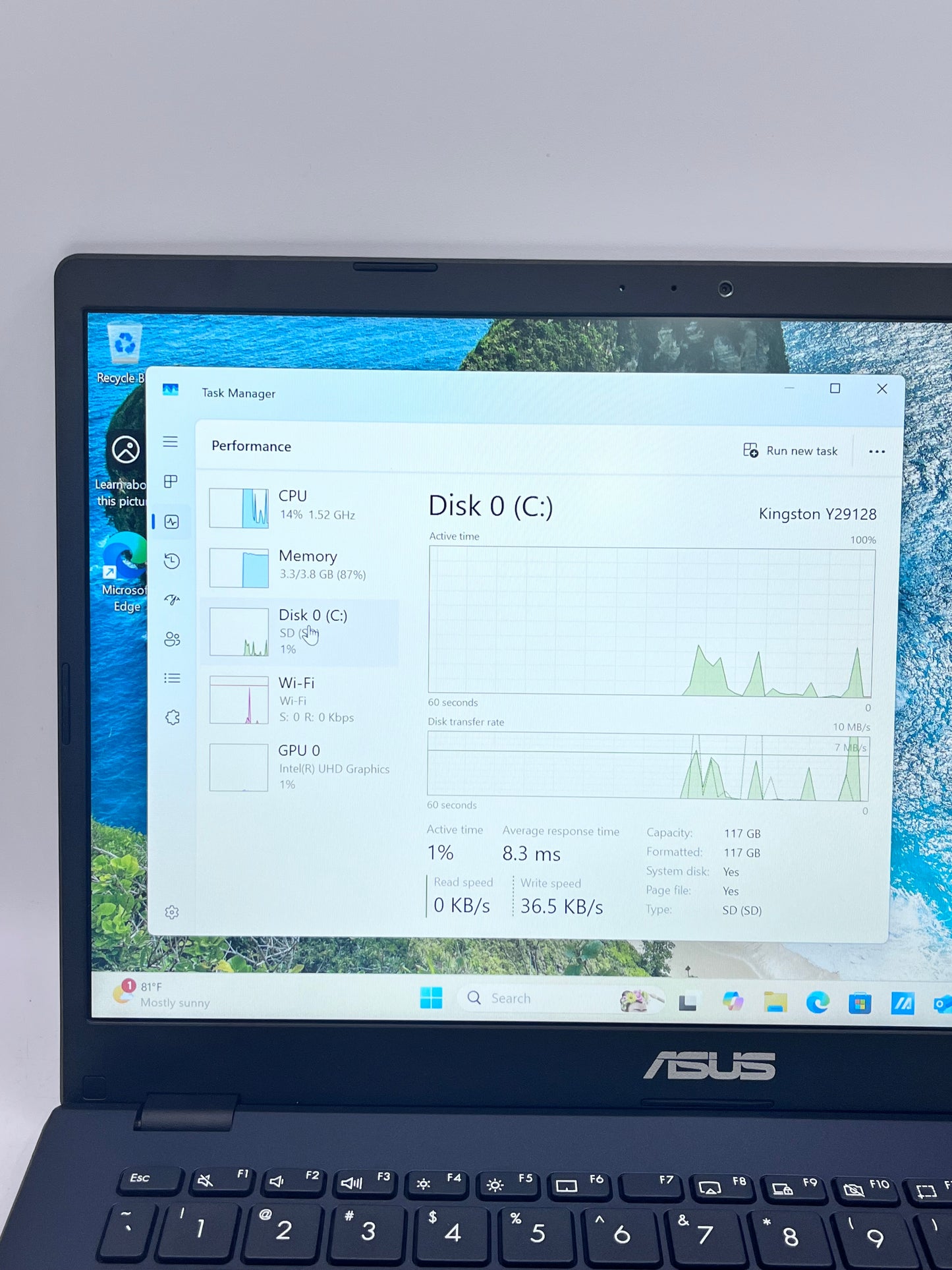 ASUS VivoBook E410K 14" Laptop, Intel Celeron, 4GB RAM, 128GB SSD - Black