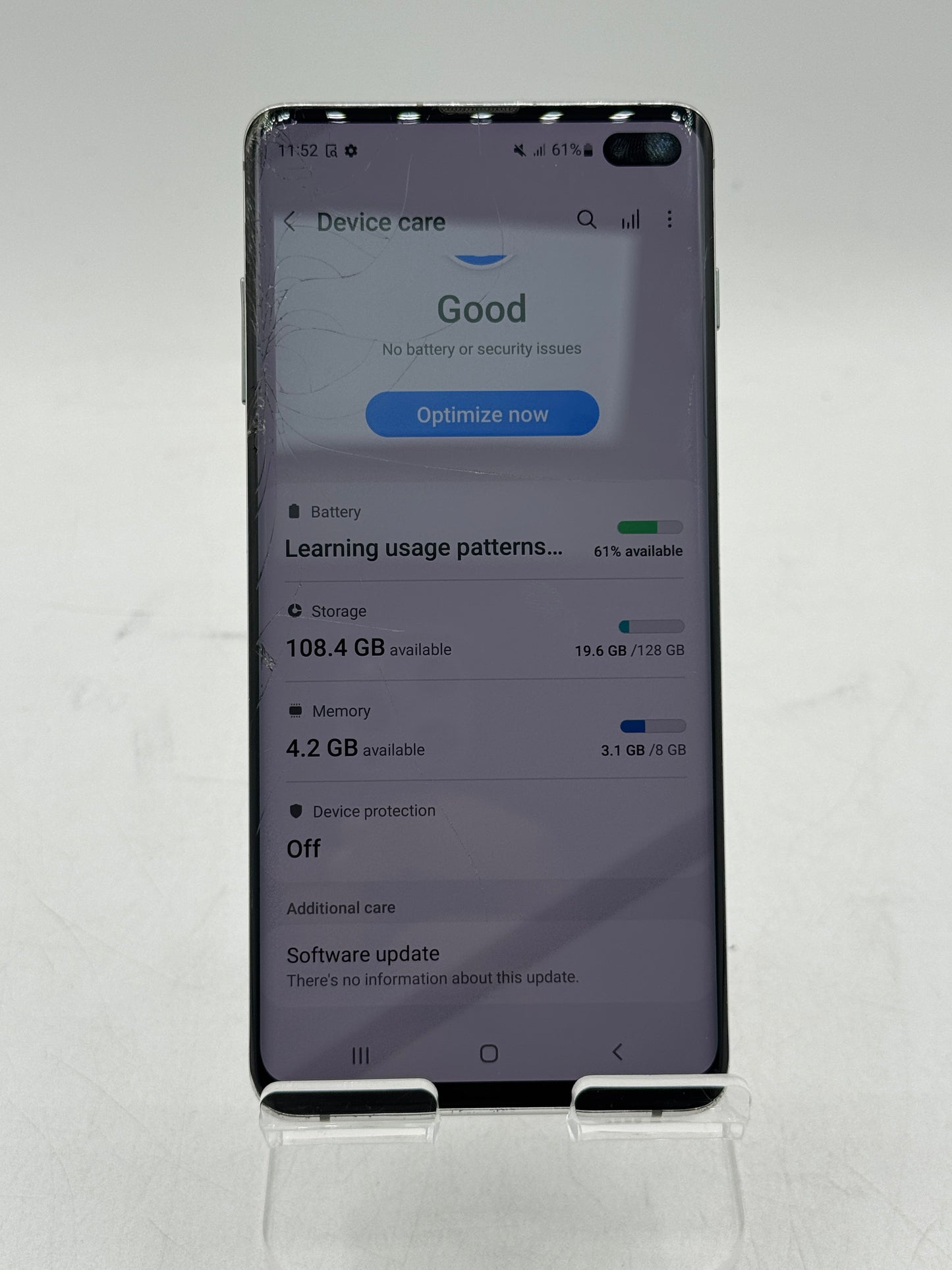 Unlocked Samsung Galaxy S10 Plus SM-G975F 8GB 128GB Prism White READ