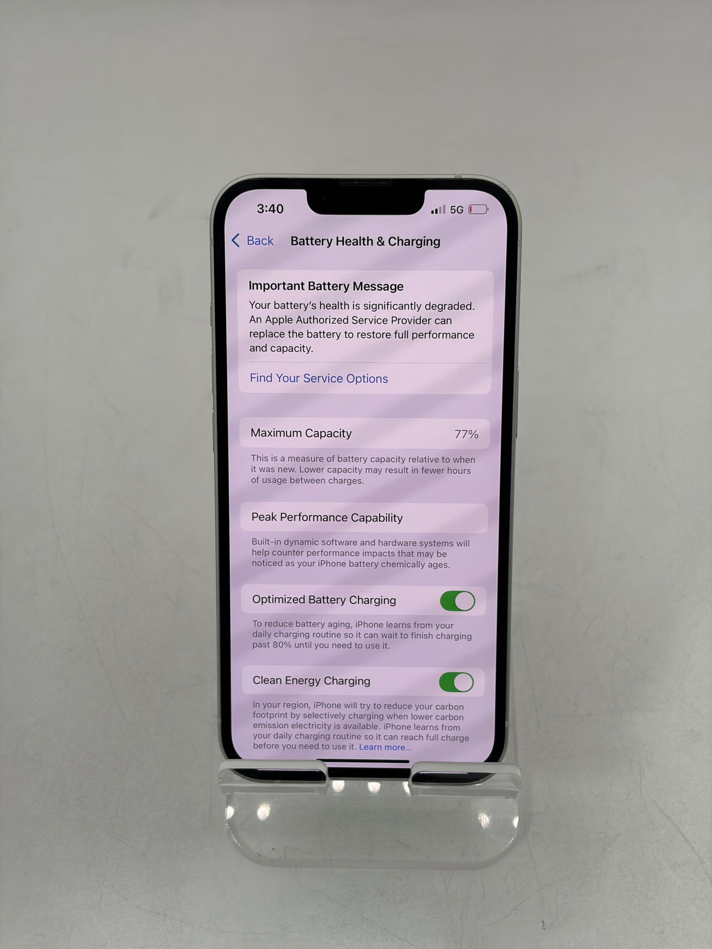 Unlocked Apple iPhone 13 128GB White A2482 MLA43LL/A Service Battery