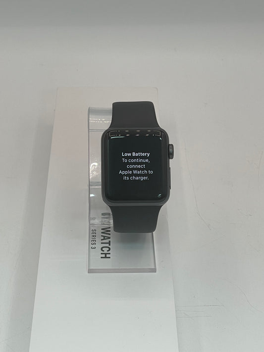 Unlocked Apple Watch Series 3 38mm Space Gray Aluminum Case with Black Sport Band