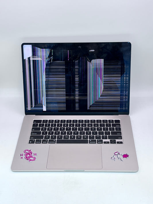 Broken 2023 Apple MacBook Air 15.3" M2 10C GPU 8GB RAM 256GB SSD Starlight A2941 Bad LCD