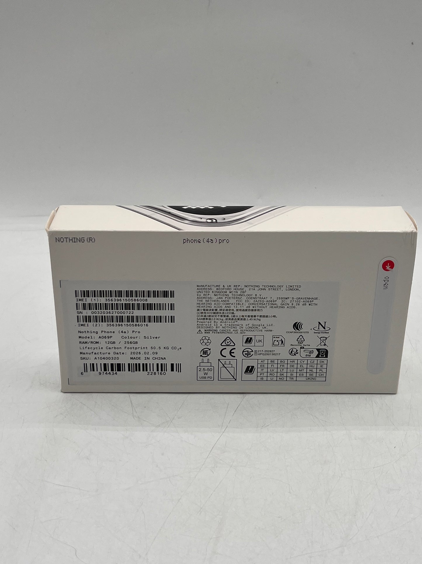 Unlocked  Nothing 4A PRO A069P  Cell Phone 12GB 256GB Silver