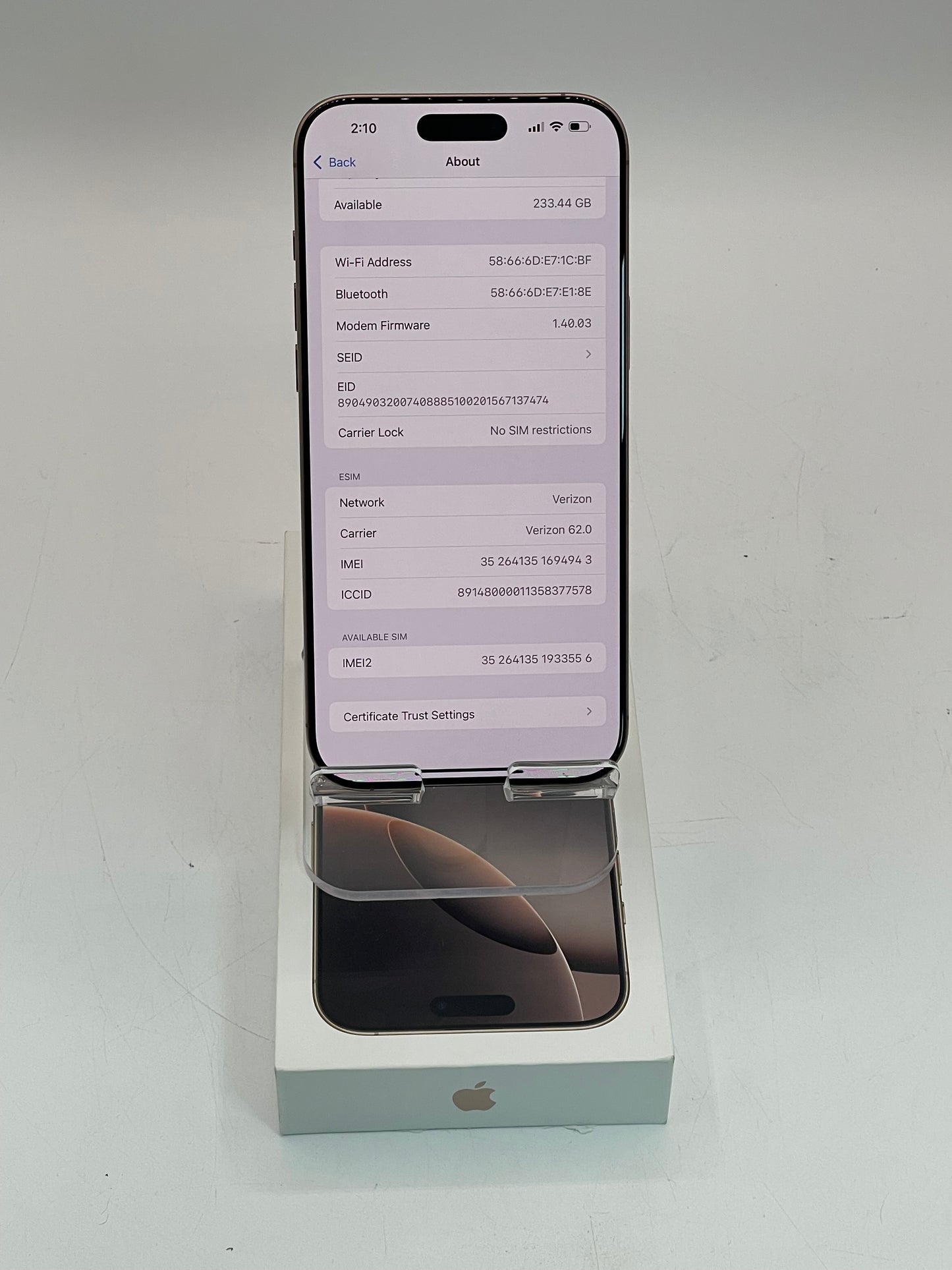 Unlocked Apple iPhone 16 Pro Max 256GB Dessert Titanium Clean IMEI 100% Battery with Original Box