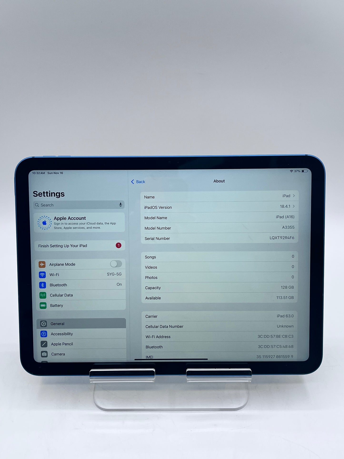 Apple iPad A16 A3355 MD7G4LL/A 10.9" 128GB Cellular - Blue