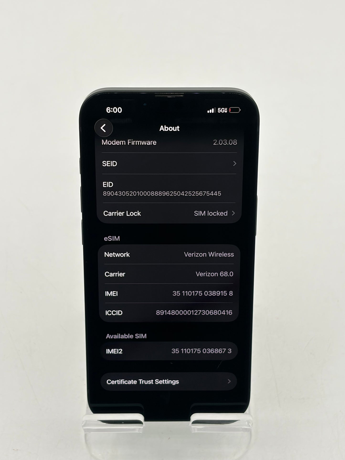 Verizon Only Apple iPhone 17e 256GB A3575 MHRN4LL/A Black 100% Battery Near Mint