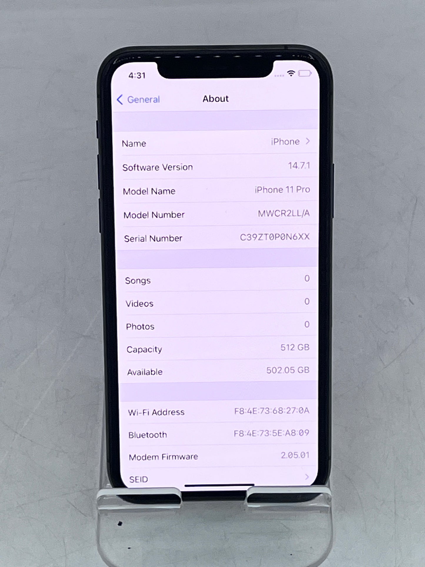 Unlocked Apple iPhone 11 Pro A2160 MWCR2LL/A 512GB