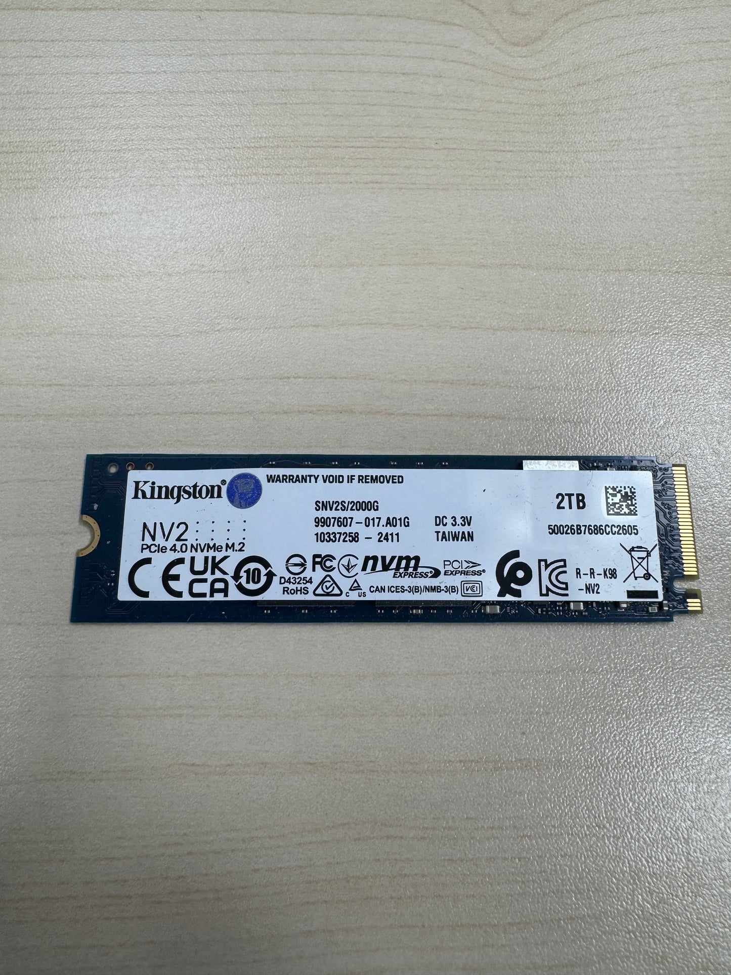 Kingston M.2 2280 NV2 2TB PCIe 4.0 x4 NVMe SSD SNV2S/2000G Tested Free Shipping