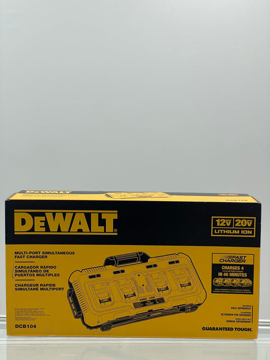 DeWalt DCB104 12V/20V MAX Battery 4-Port Simultaneous Fast Charger, 8 Amps/Port