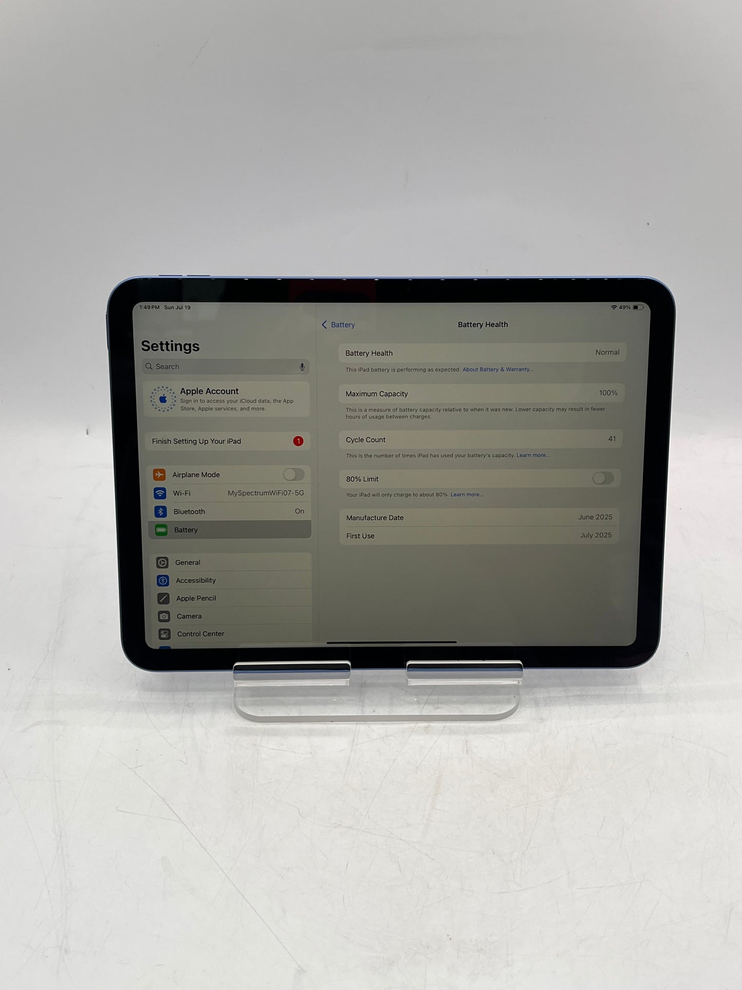 2025 Apple iPad A16 A3354 MD4A4LL/A 128GB Wi-Fi Only Tablet - Blue