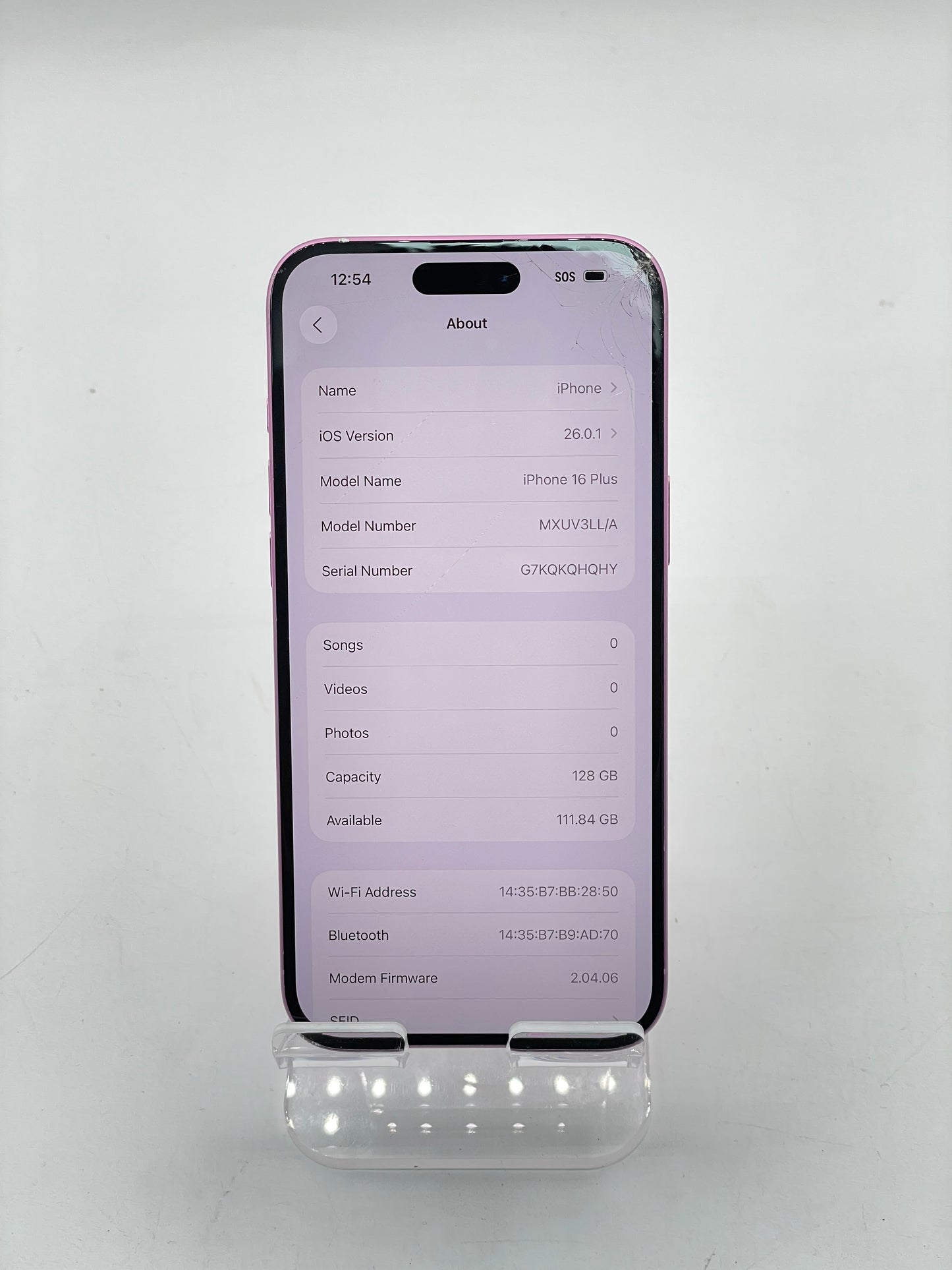 T-Mobile Only Apple iPhone 16 Plus 128GB A3082 MXUV3LL/A Pink READ