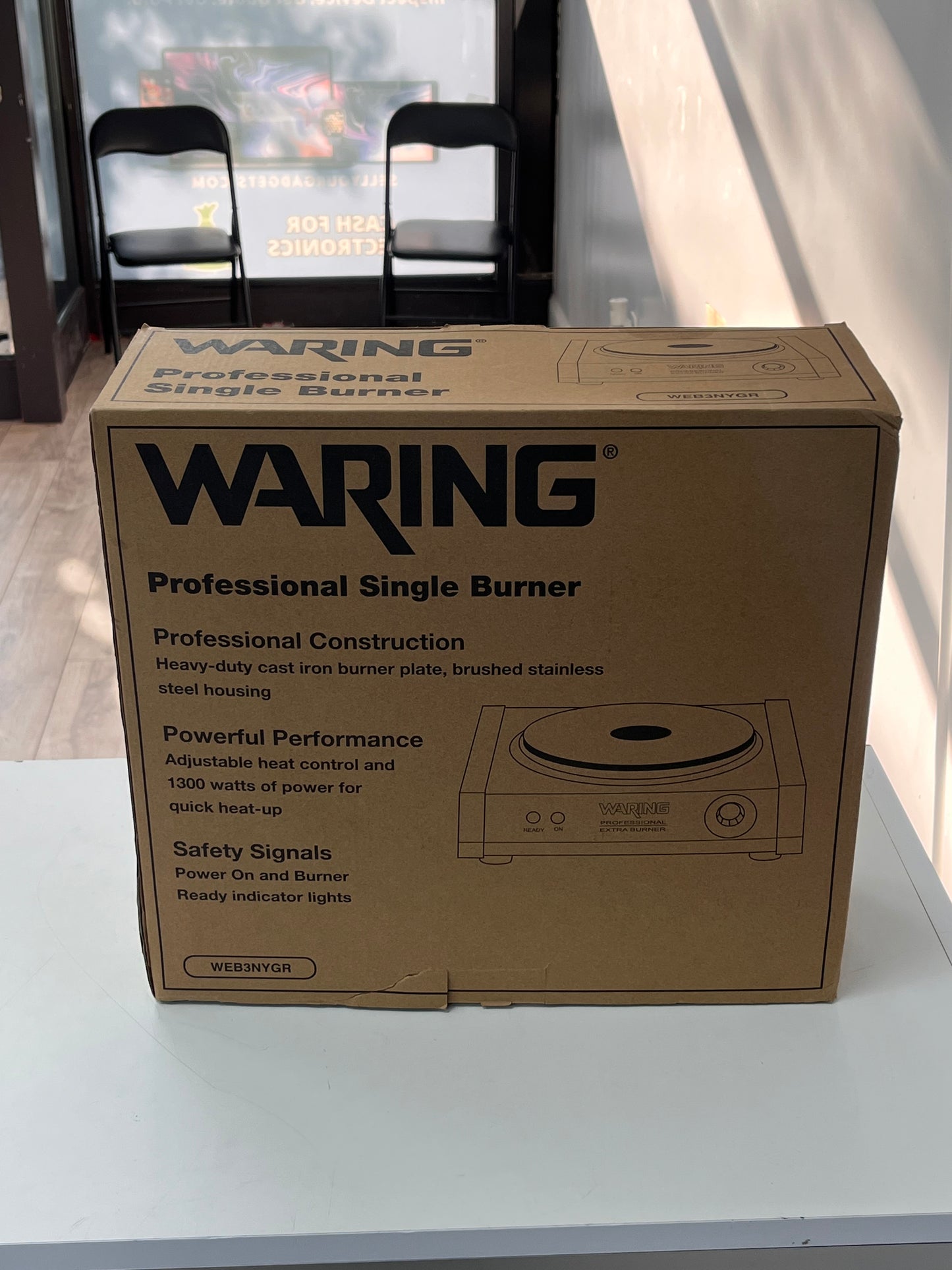 Waring Commercial Cast Iron Burner WEB3NYGR Professional Heavy Duty Restaurant Accessory Silver