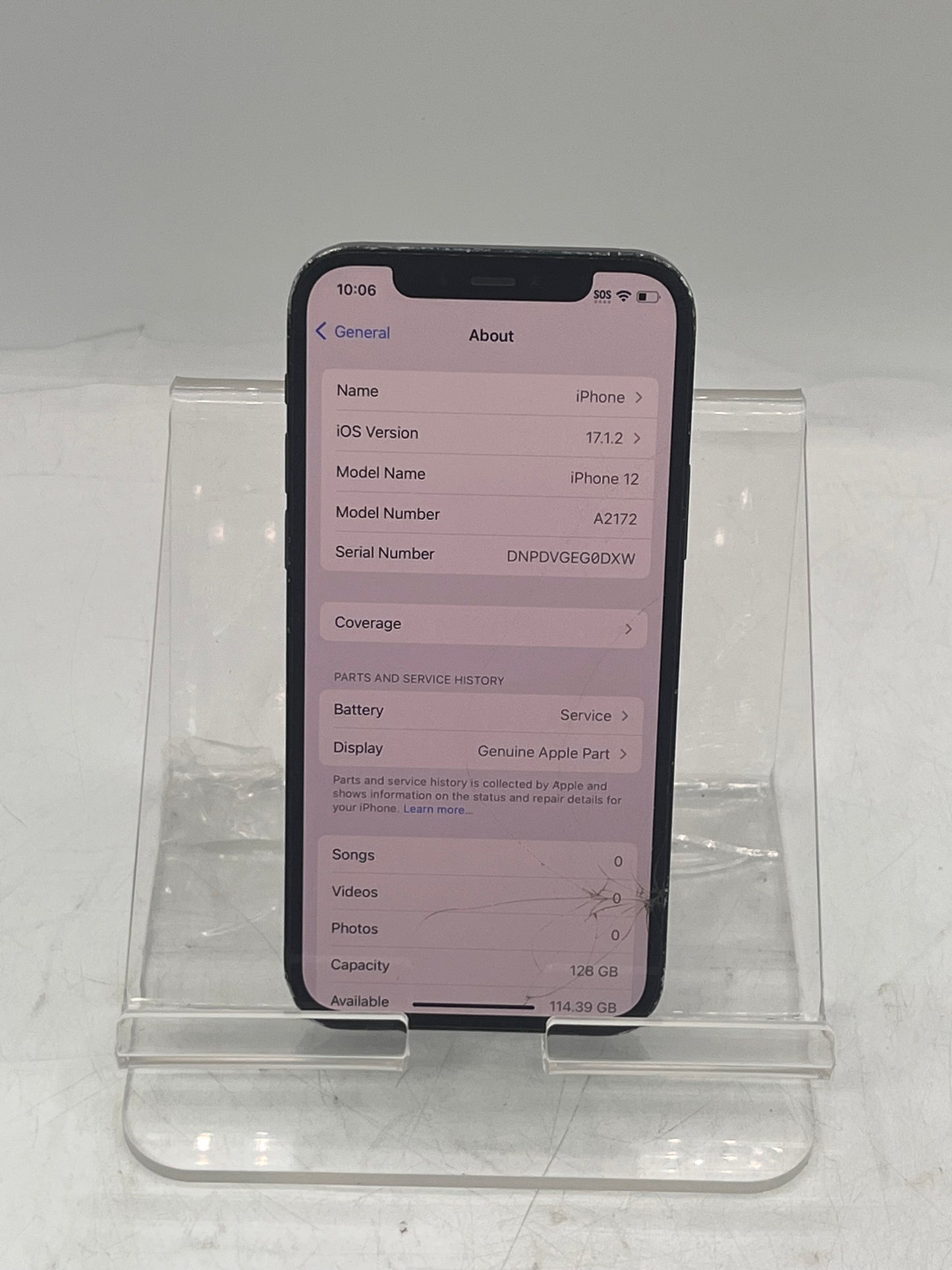 Unlocked Apple iPhone 12 A2172 MGF93LL/A 128GB Black