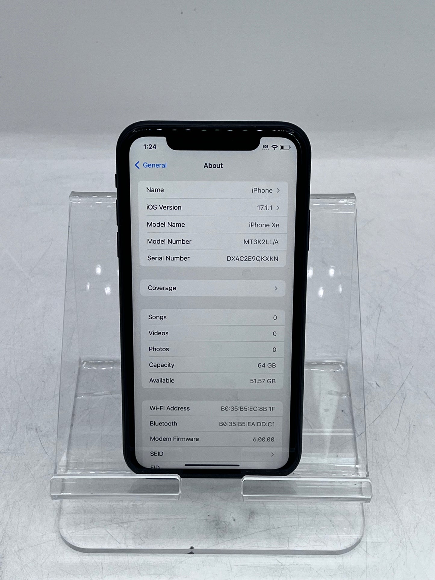 Unlocked  Apple iPhone XR MT3K2LL/A A198464GB Black - Black