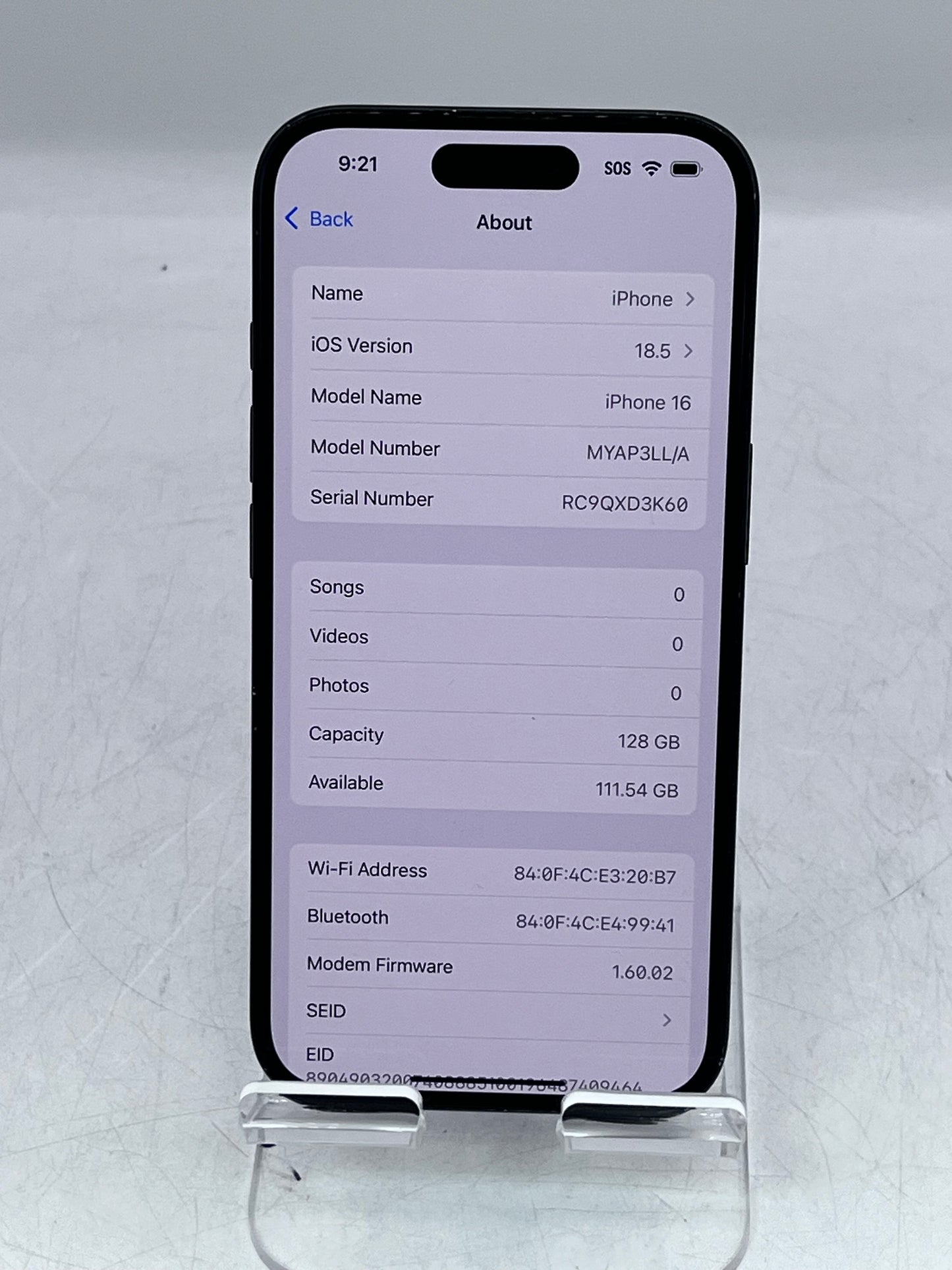 Apple iPhone 16 128GB A3081 MYAP3LL/A T-Mobile Only 100% BH - Jet Black