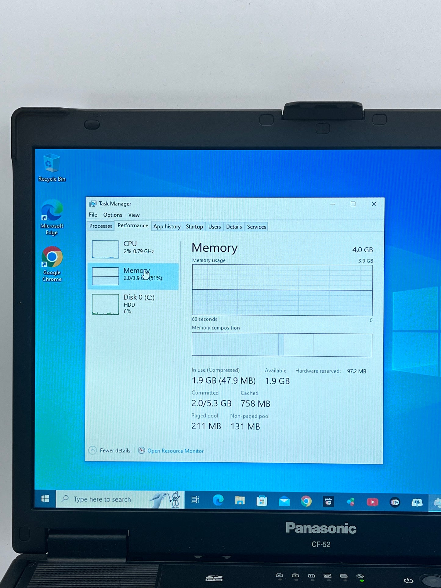 Panasonic Toughbook CF-52 Laptop 4GB 512GB Win10 Pro DVDRW - Black