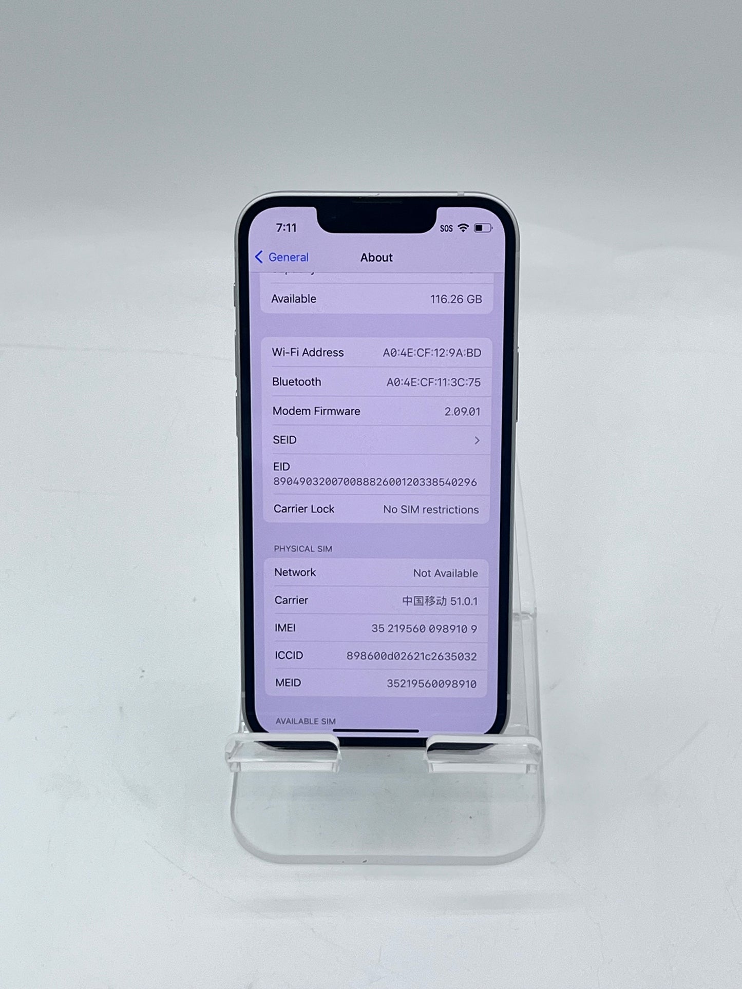 Unlocked Apple iPhone 13 Mini 5.4" A2481 MLHN3LL/A 128GB 4 GB 98%BH - White