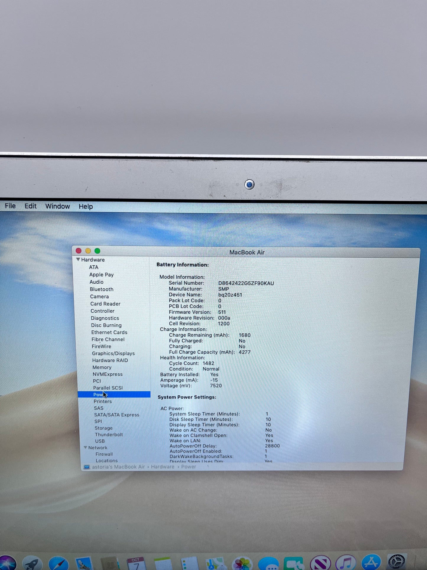Apple MacBook Air 13" A1466 2015 Core i5 4GB 128GB Silver READ
