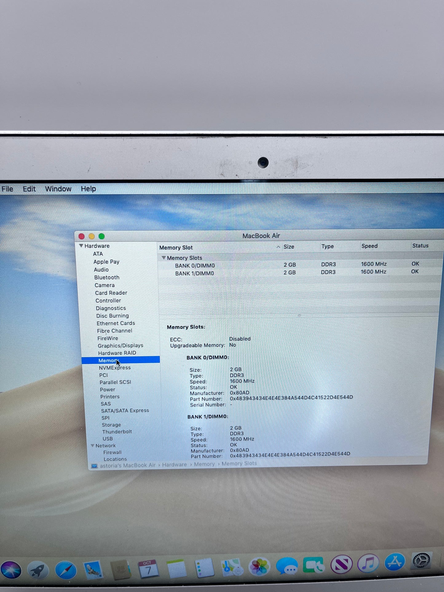 Apple MacBook Air 13" A1466 2015 Core i5 4GB 128GB Silver READ