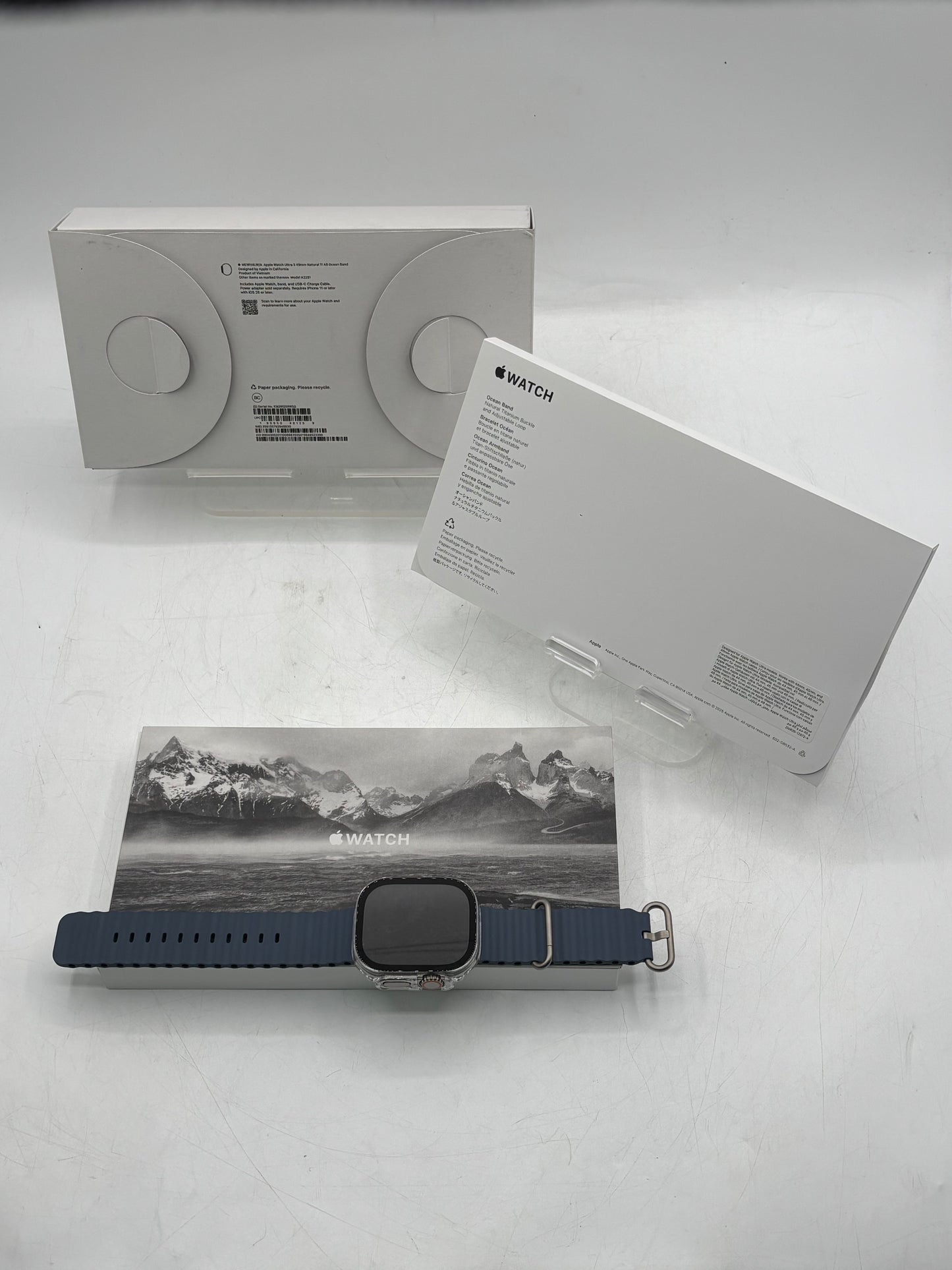 Apple Watch Ultra 3 49mm Cell Natural Titanium Anchor Blue Ocean Band MEWH4LW/A
