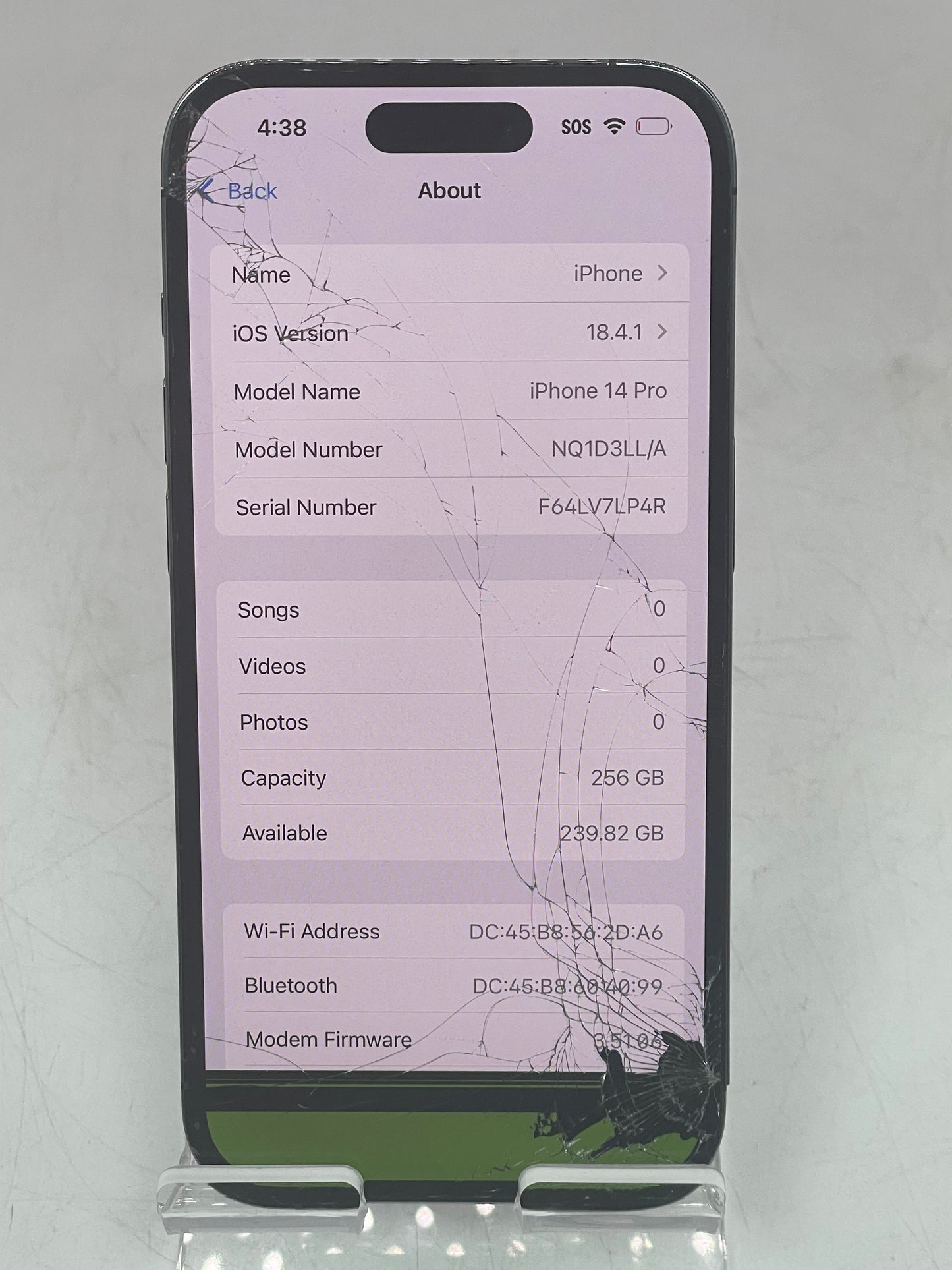 Unlocked Apple iPhone 14 Pro 256GB - A2650 NQ1D3LL/A - Purple