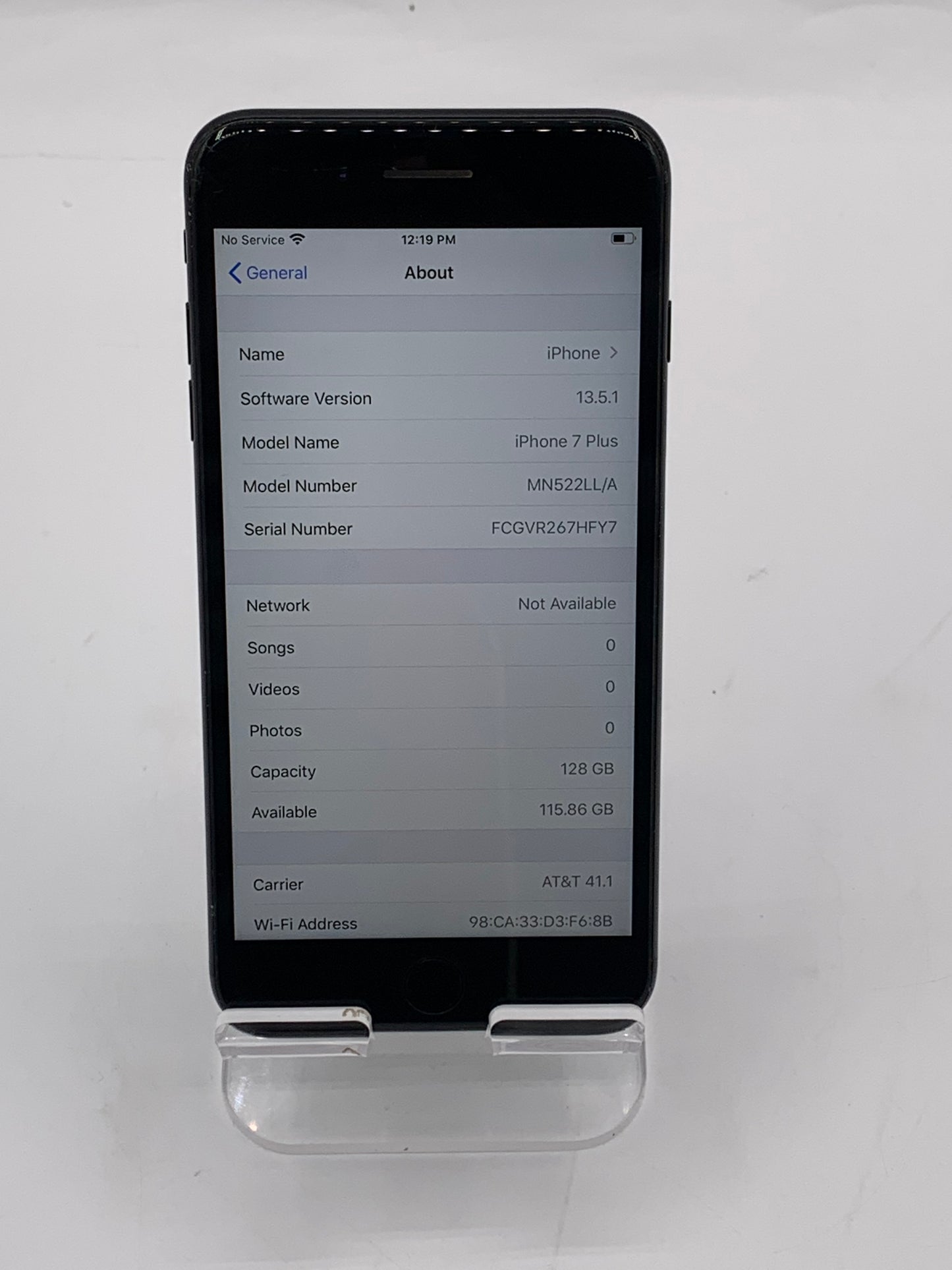 Unlocked Apple iPhone 7 Plus 5.5" 128GB A1661 MN522LL/A Black