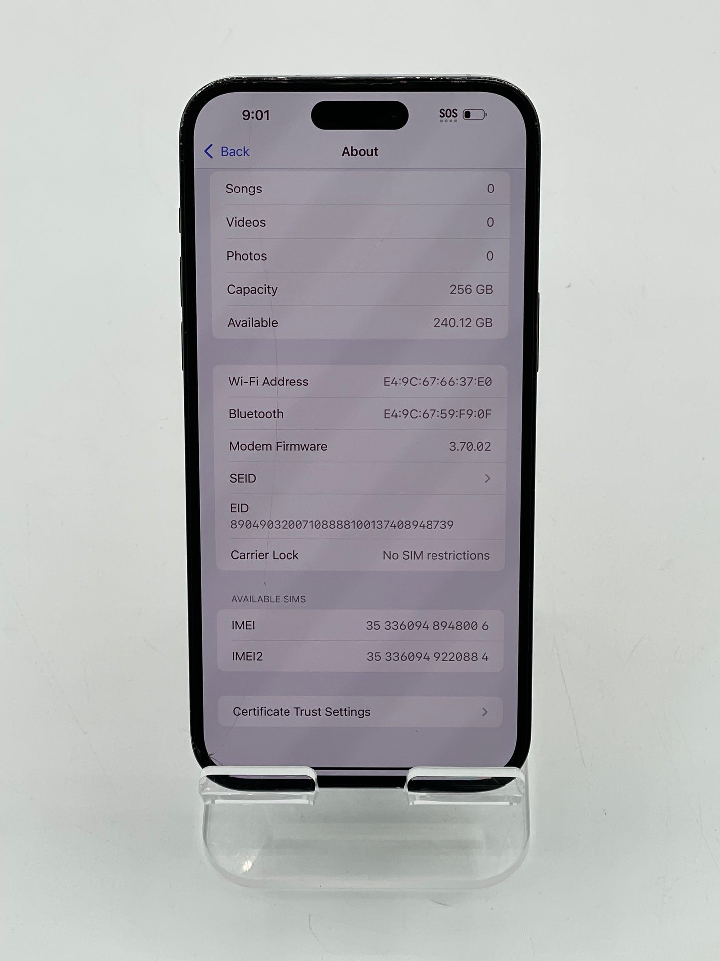 Unlocked Apple iPhone 14 Pro Max 256GB Black A2651 MQ8T3LL/A Cracked