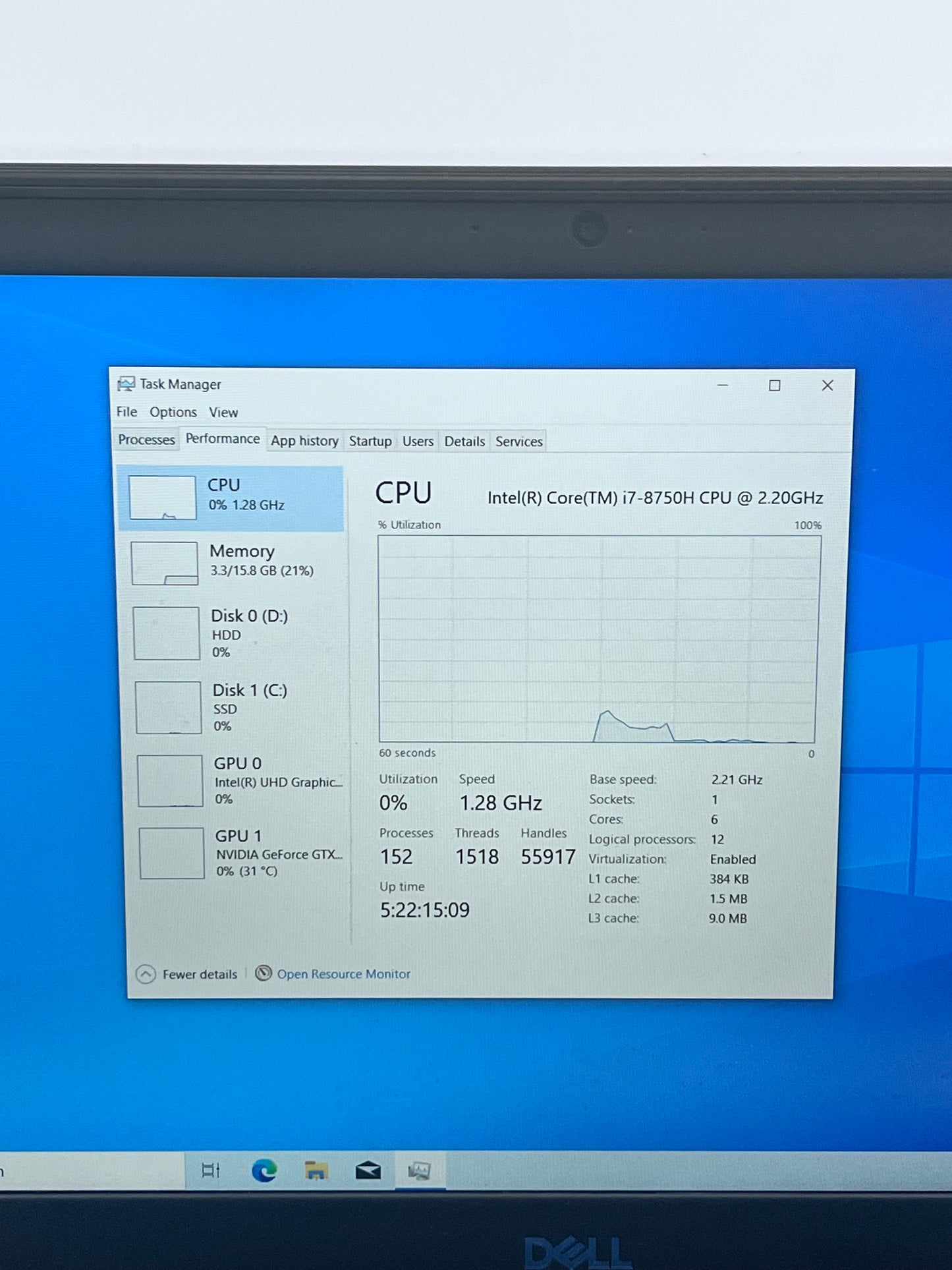 Dell G7 15 7588 15.6” Gaming Core i7-8750H 16GB 128GB SSD+1TB GTX 1060 Max-Q