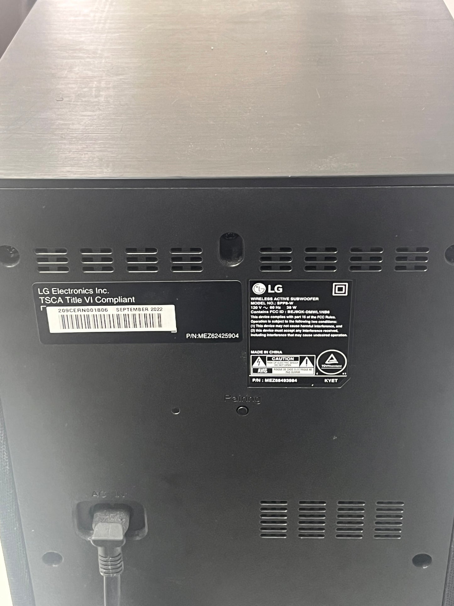LG SPP8-W Subwoofer with Soundbar SN9YG Black
