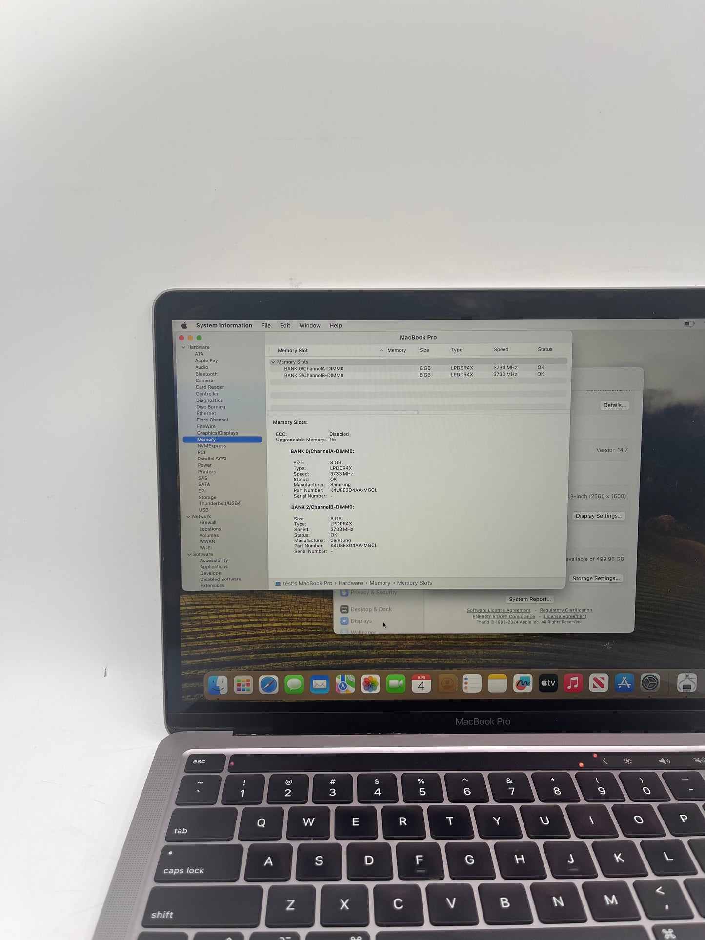 Apple MacBook Pro 13-inch A2251 2020  Core i5 16GB RAM 512GB Space Gray