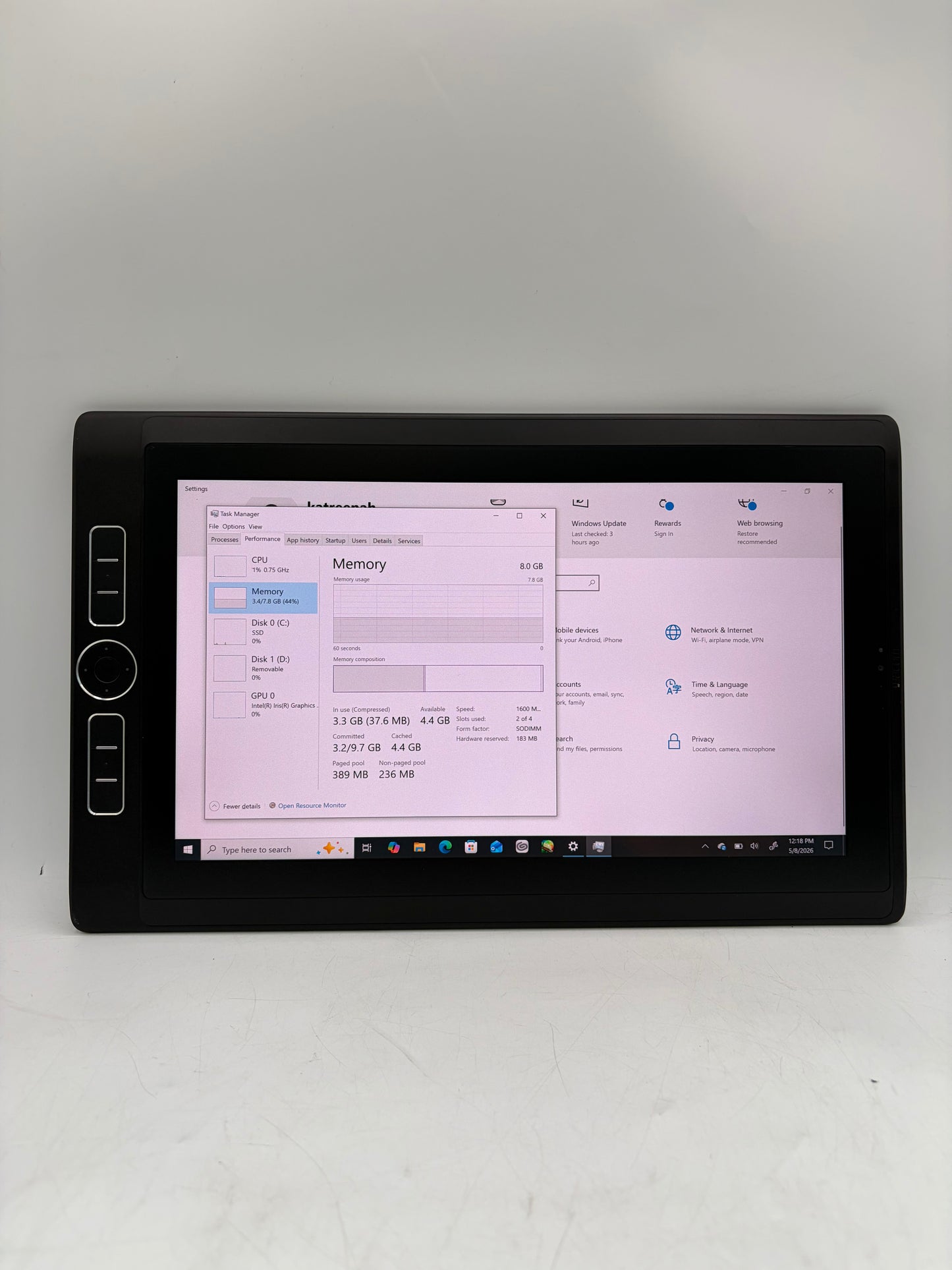 Wacom MobileStudio Pro 13 DTH-W1320 Graphics Tablet Computer i7-6567U 8GB 256GB