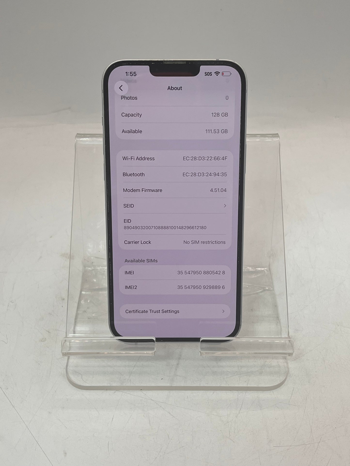 Unlocked Apple iPhone 14 Plus MQ3U3LL/A A2632 128GB Purple Smartphone 86% BATT