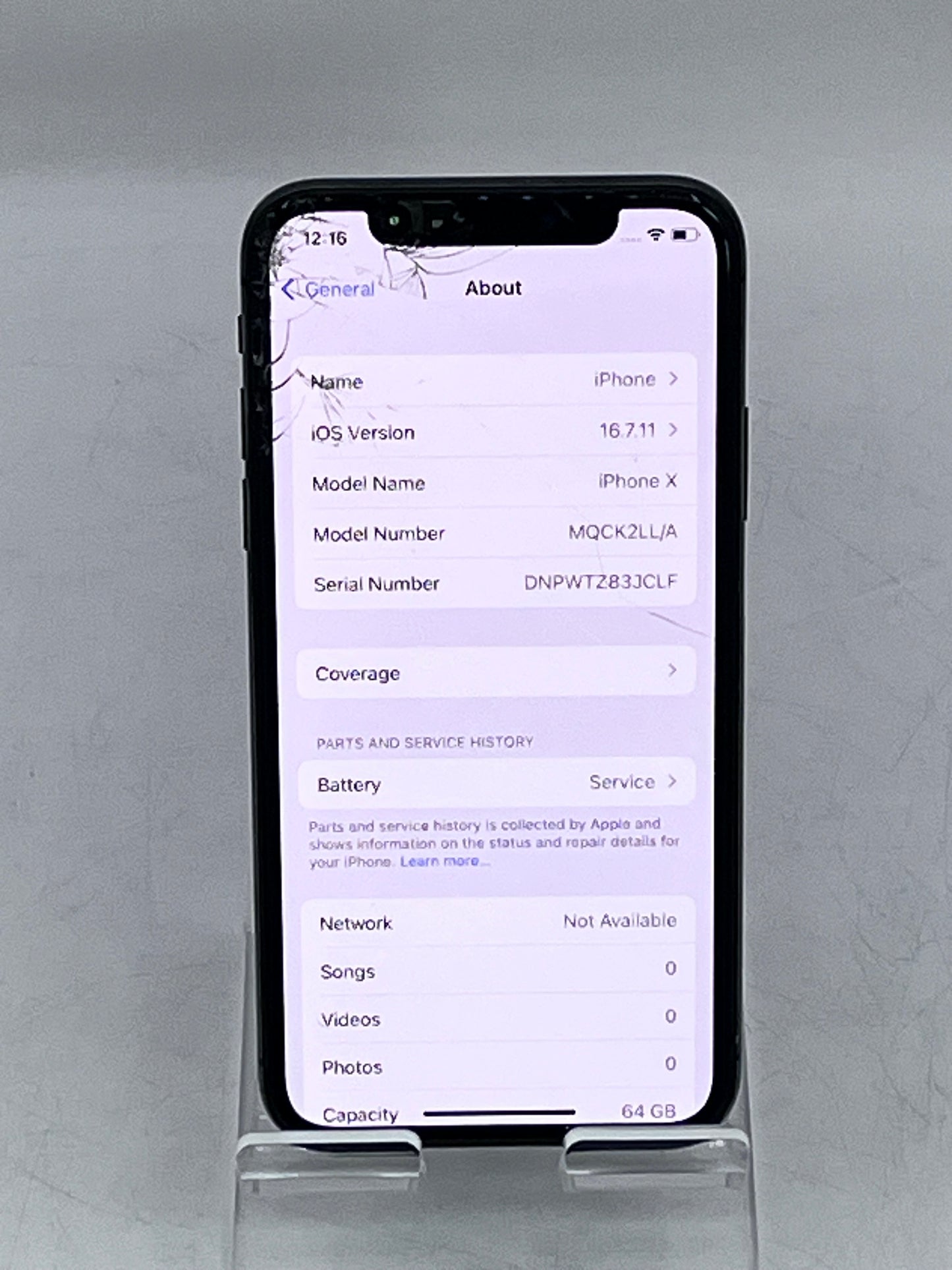 iPhone X Unlocked 64gb Cracked Screen Space Gray