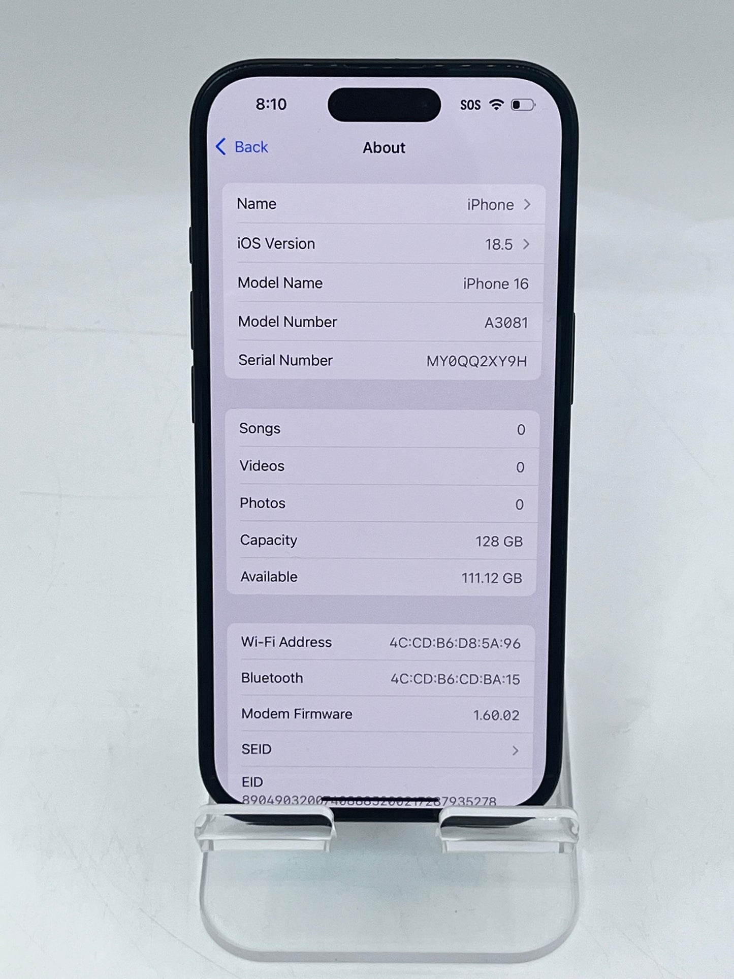T-Mobile Only Apple iPhone 16 6.1" A3081 MYAP3LL/A 6GB 128GB 100% Battery Black